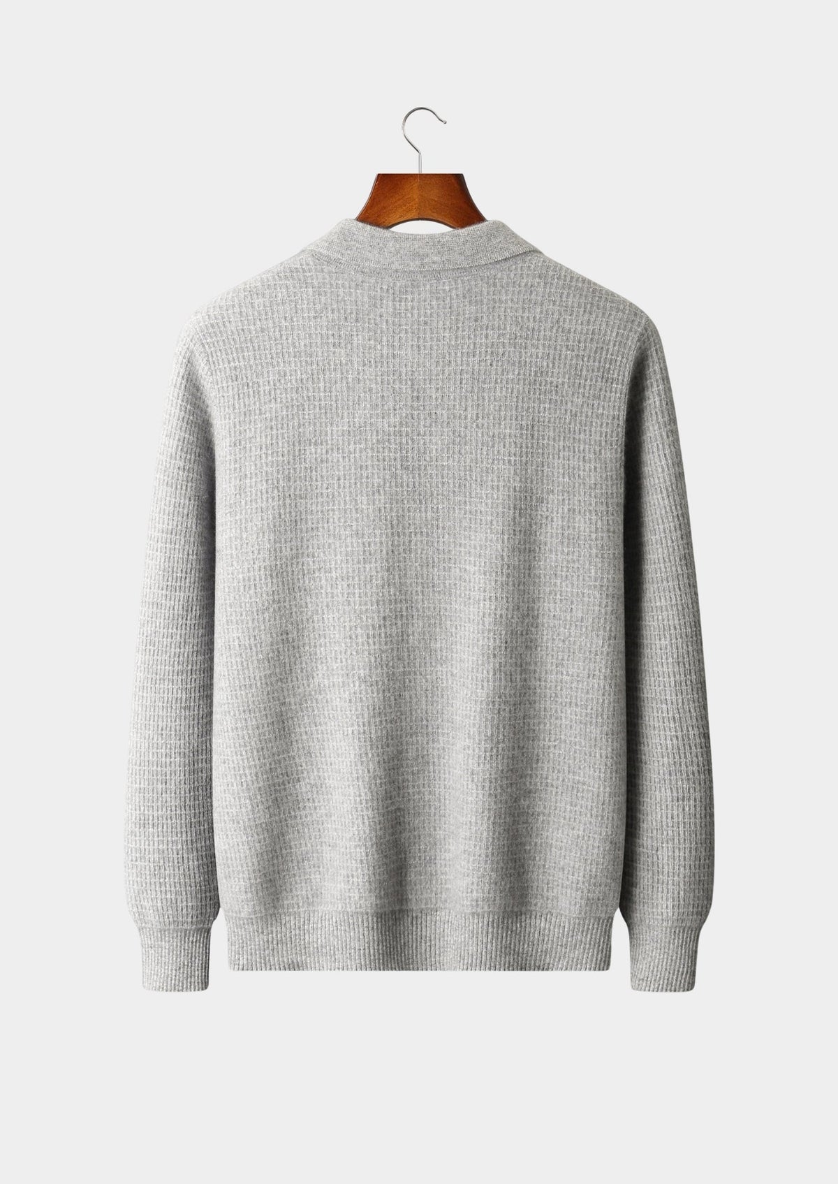 Men's Merino Wool Textured Zip Polo-Collar Cardigan