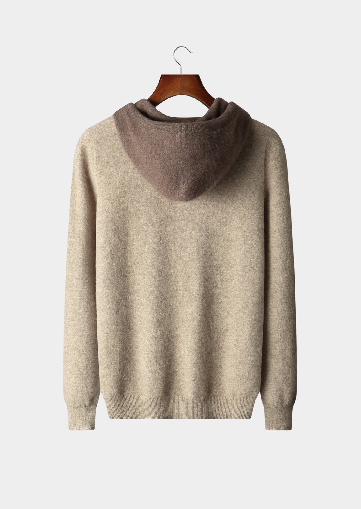 Men's Merino Wool Two-Tone Drawstring Pullover Hoodie