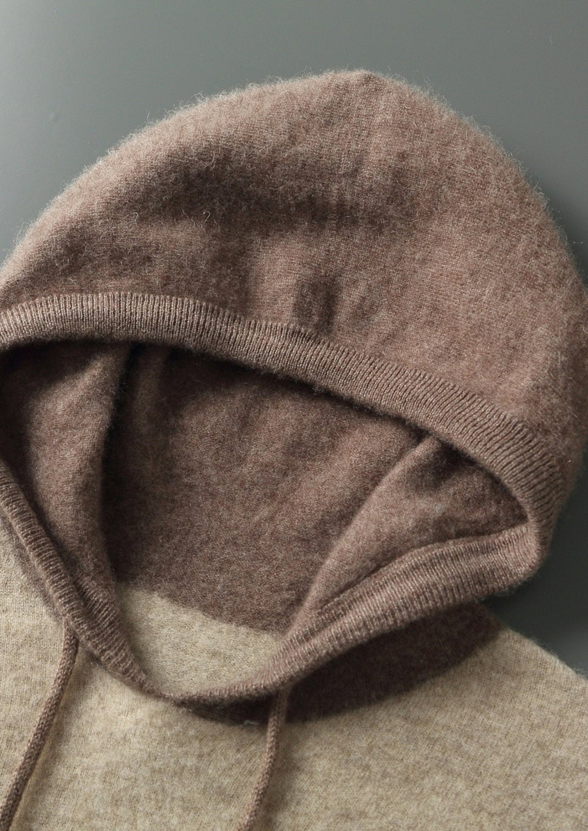 Men's Merino Wool Two-Tone Drawstring Pullover Hoodie