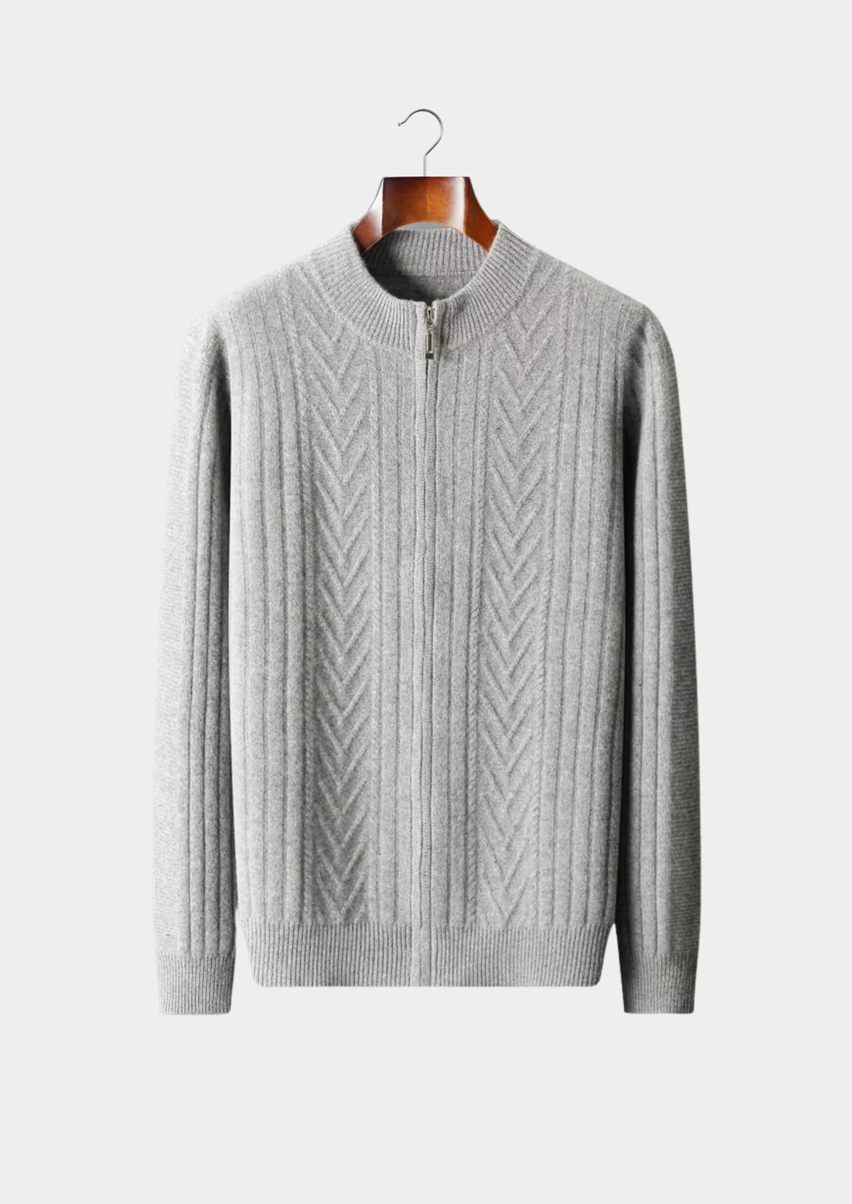 Men's Merino Wool Vertical-Pattern Zip Cardigan