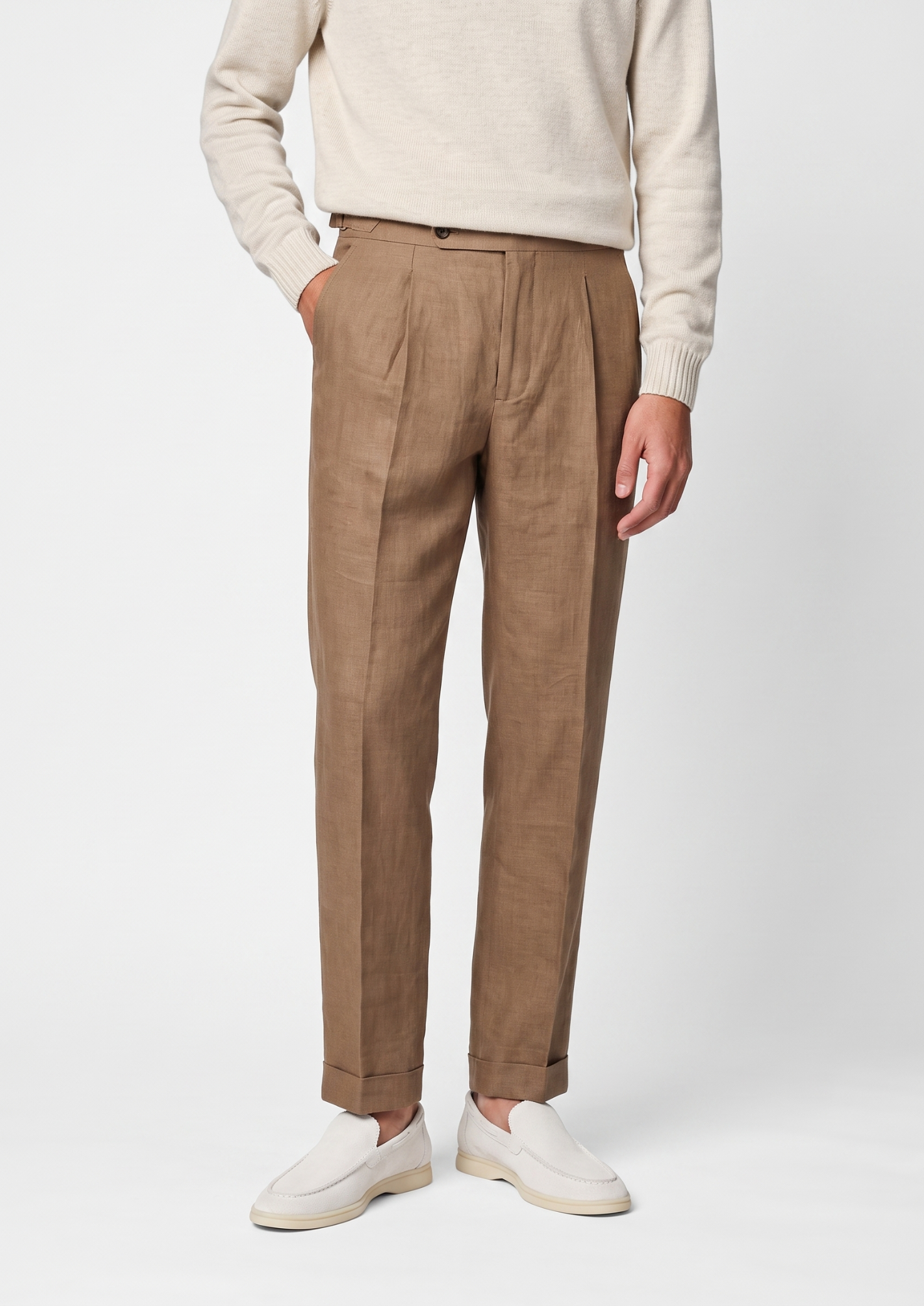 Men’s Pleated Trousers with Side Adjusters