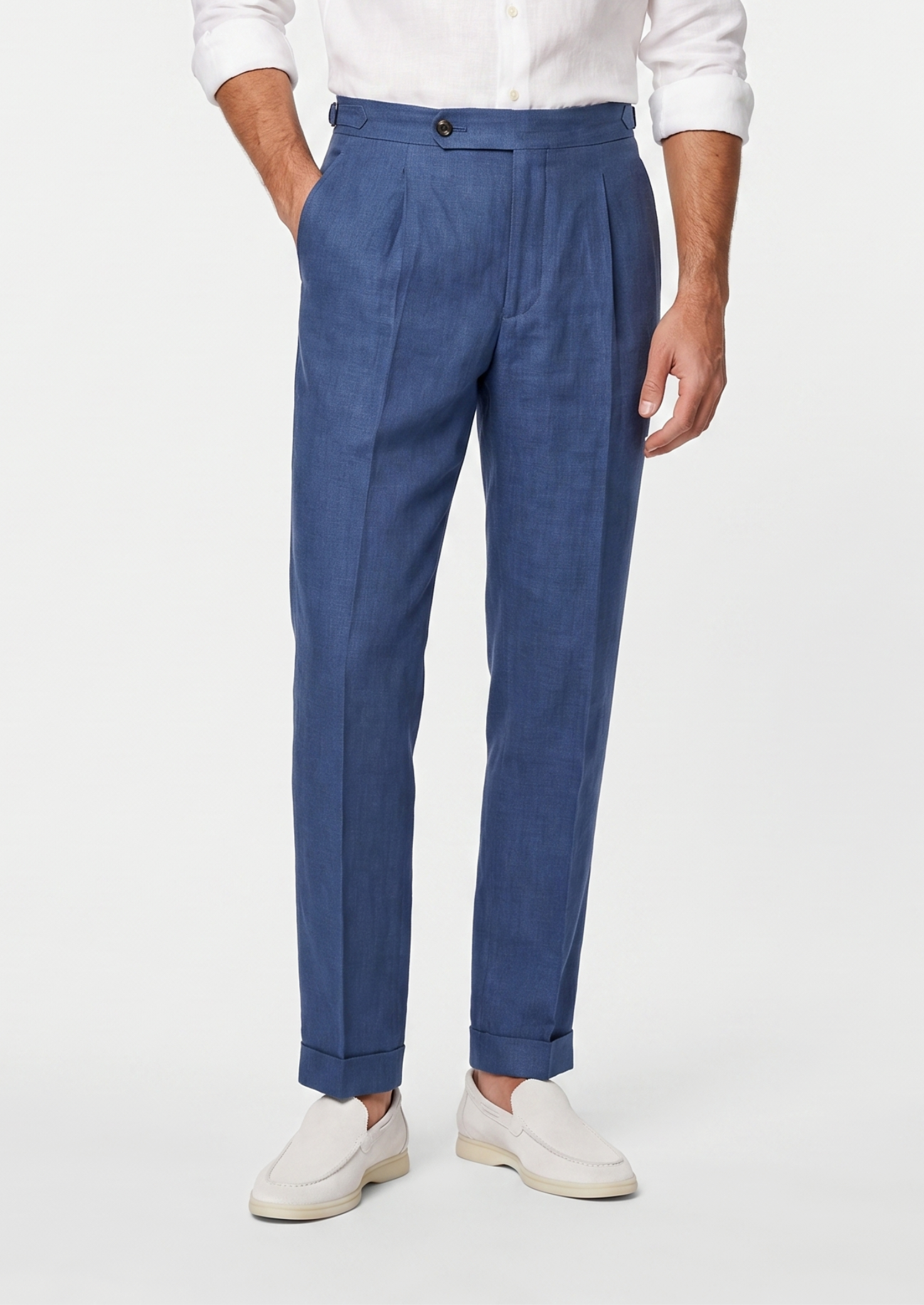 Men’s Pleated Trousers with Side Adjusters
