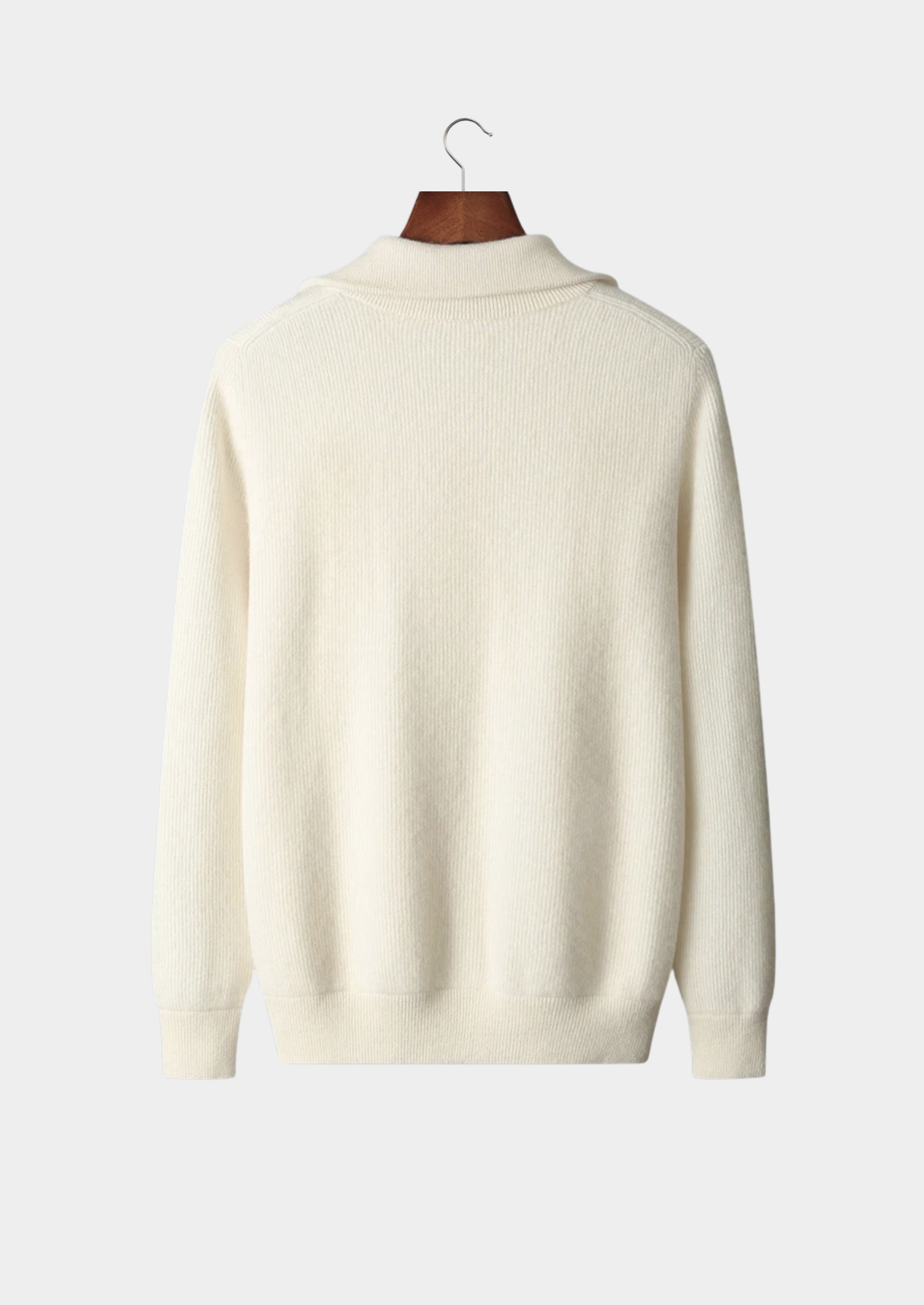 Men’s Ribbed Full-Zip Cardigan with Fold-Down Collar