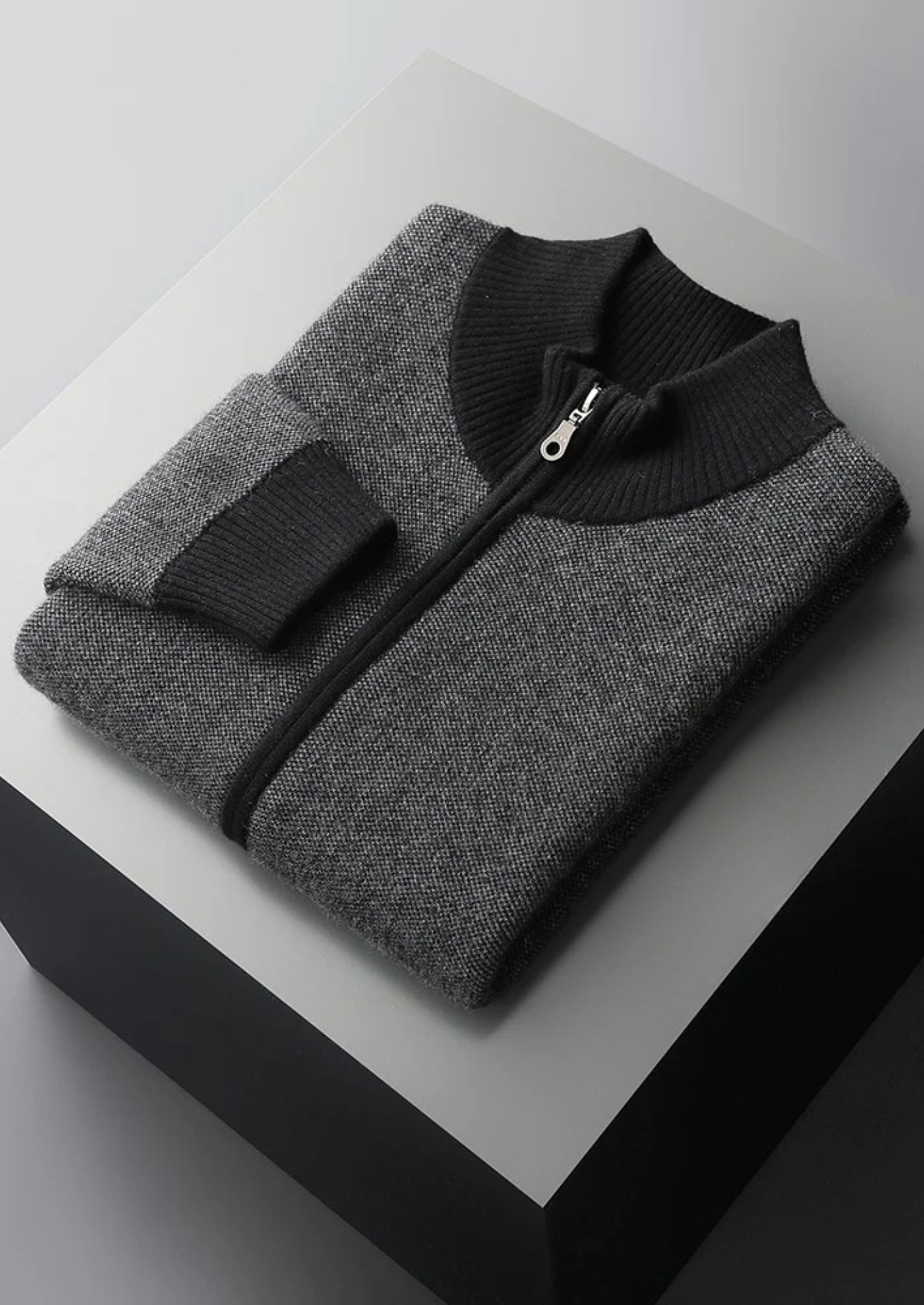 Men’s Textured Cashmere Full-Zip Cardigan