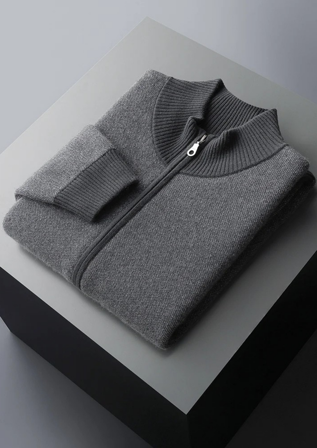 Men’s Textured Cashmere Full-Zip Cardigan