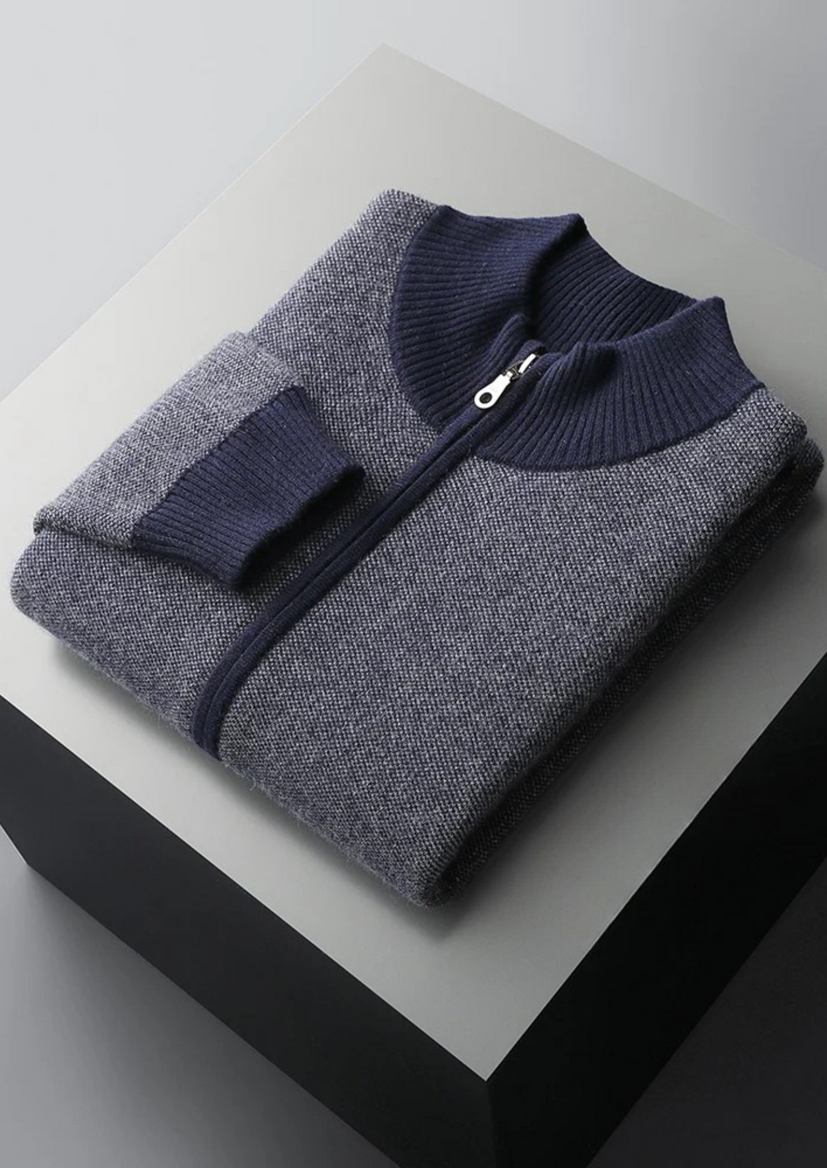 Men’s Textured Cashmere Full-Zip Cardigan