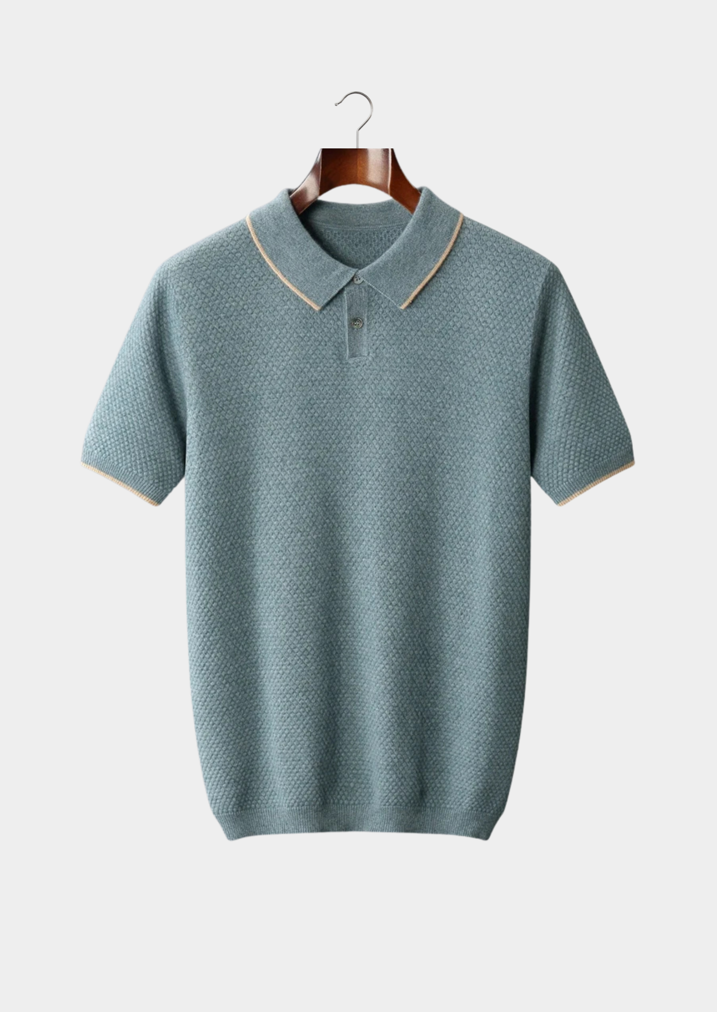 Men’s Textured Knit Polo Shirt with Contrast Trim