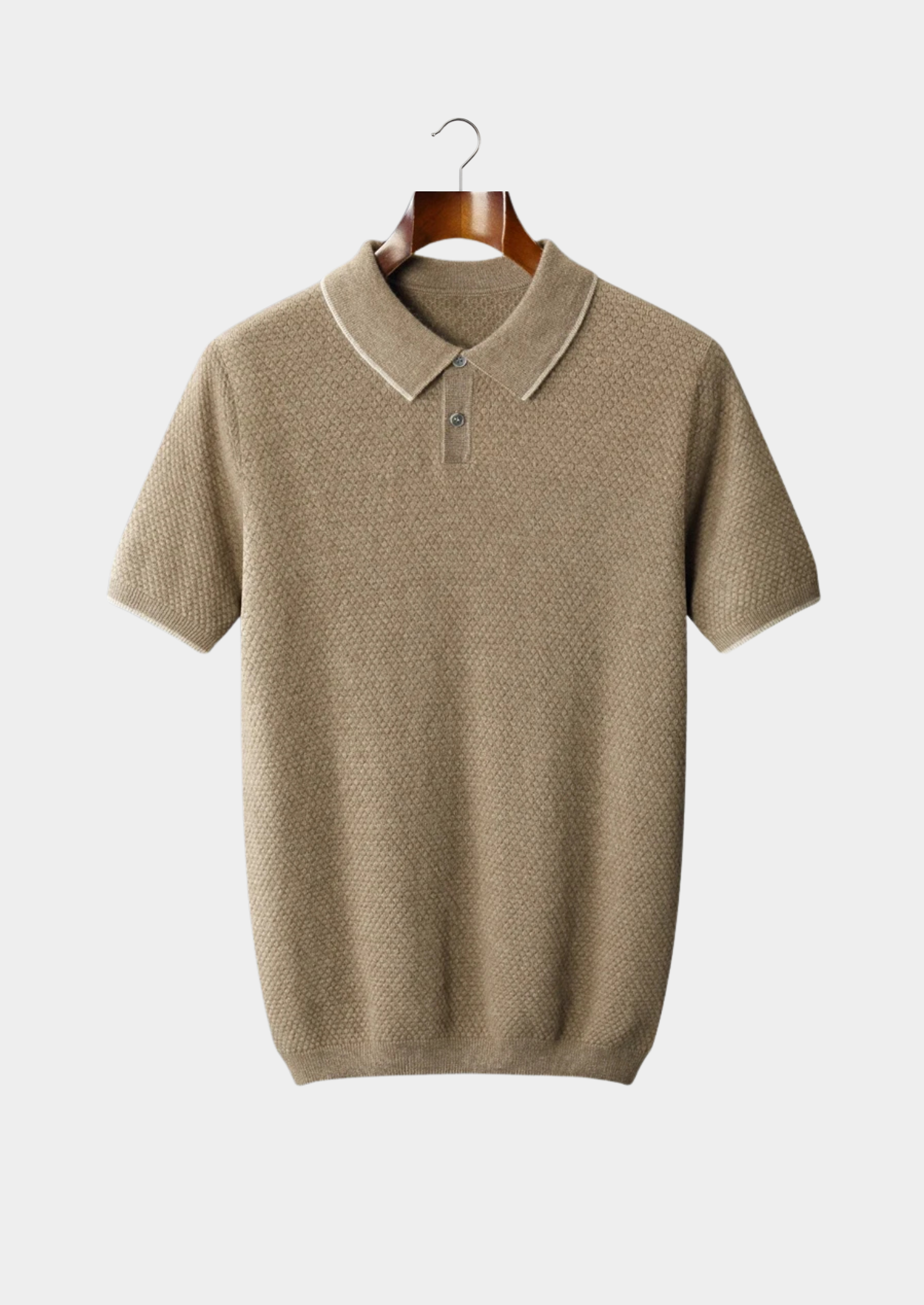 Men’s Textured Knit Polo Shirt with Contrast Trim