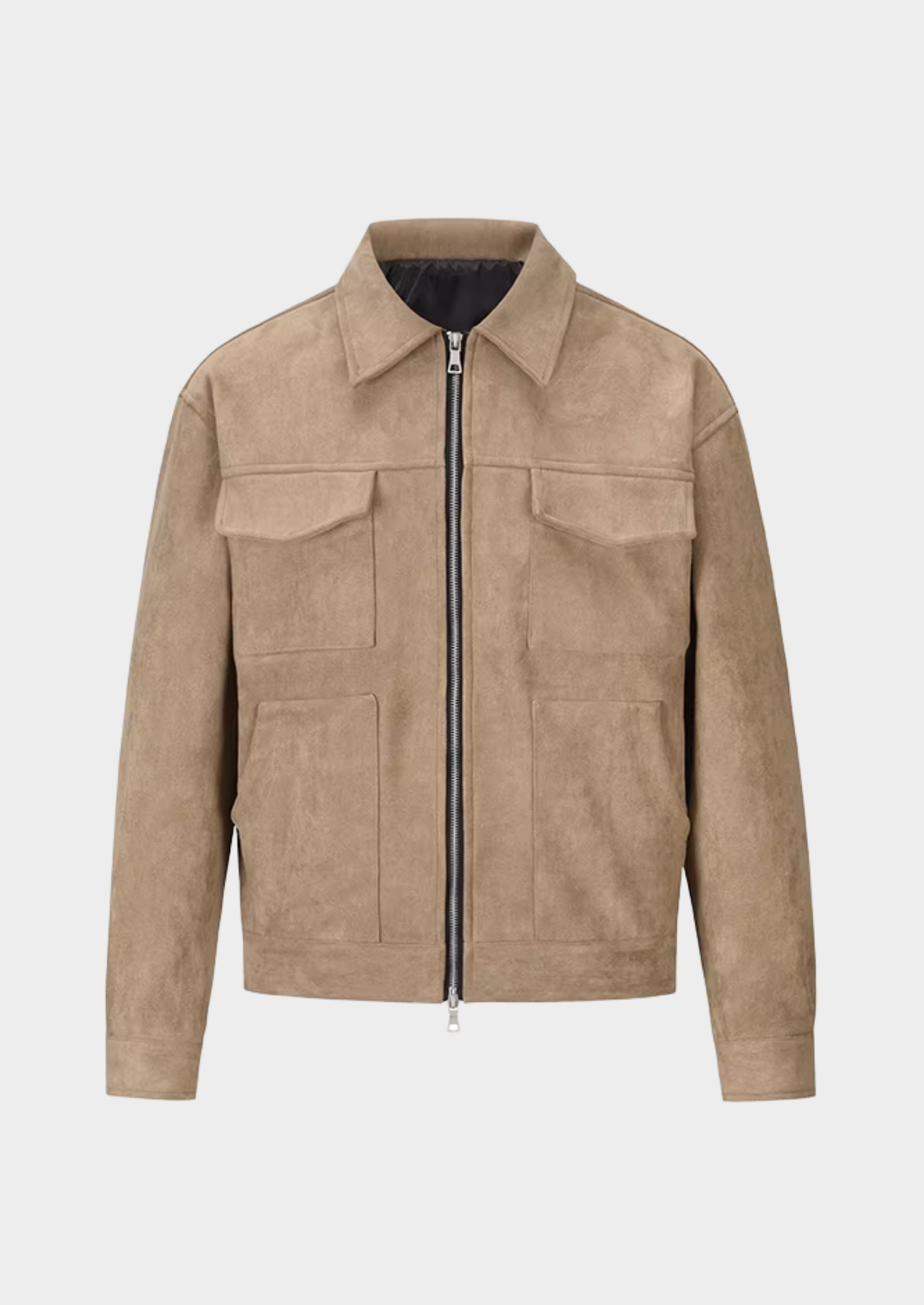 Men’s Textured Zip-Up Jacket with Four Front Pockets