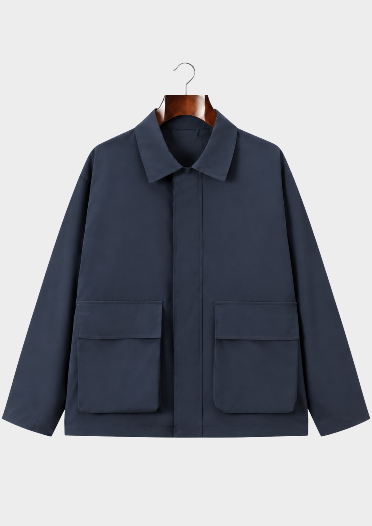 Men's Turn-Down Collar Loose-Fit Solid-Color Jacket