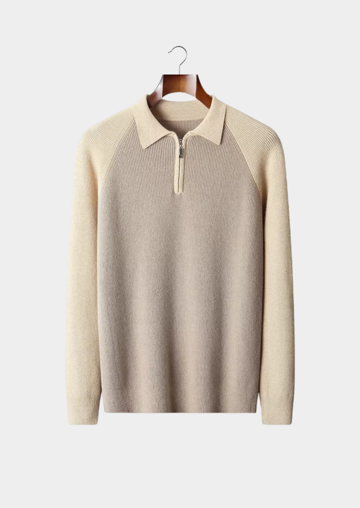 Men’s Two-Tone Polo Sweater with Quarter-Zip Collar