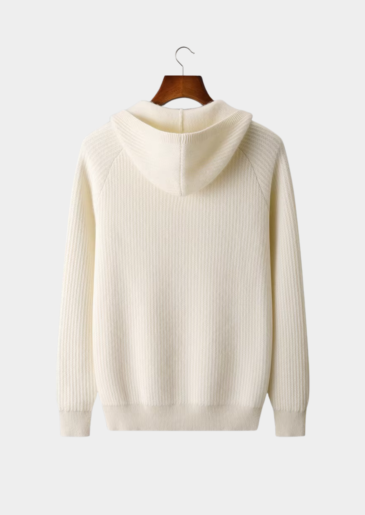Men’s Waffle Knit Full-Zip Hoodie with Patch Pockets