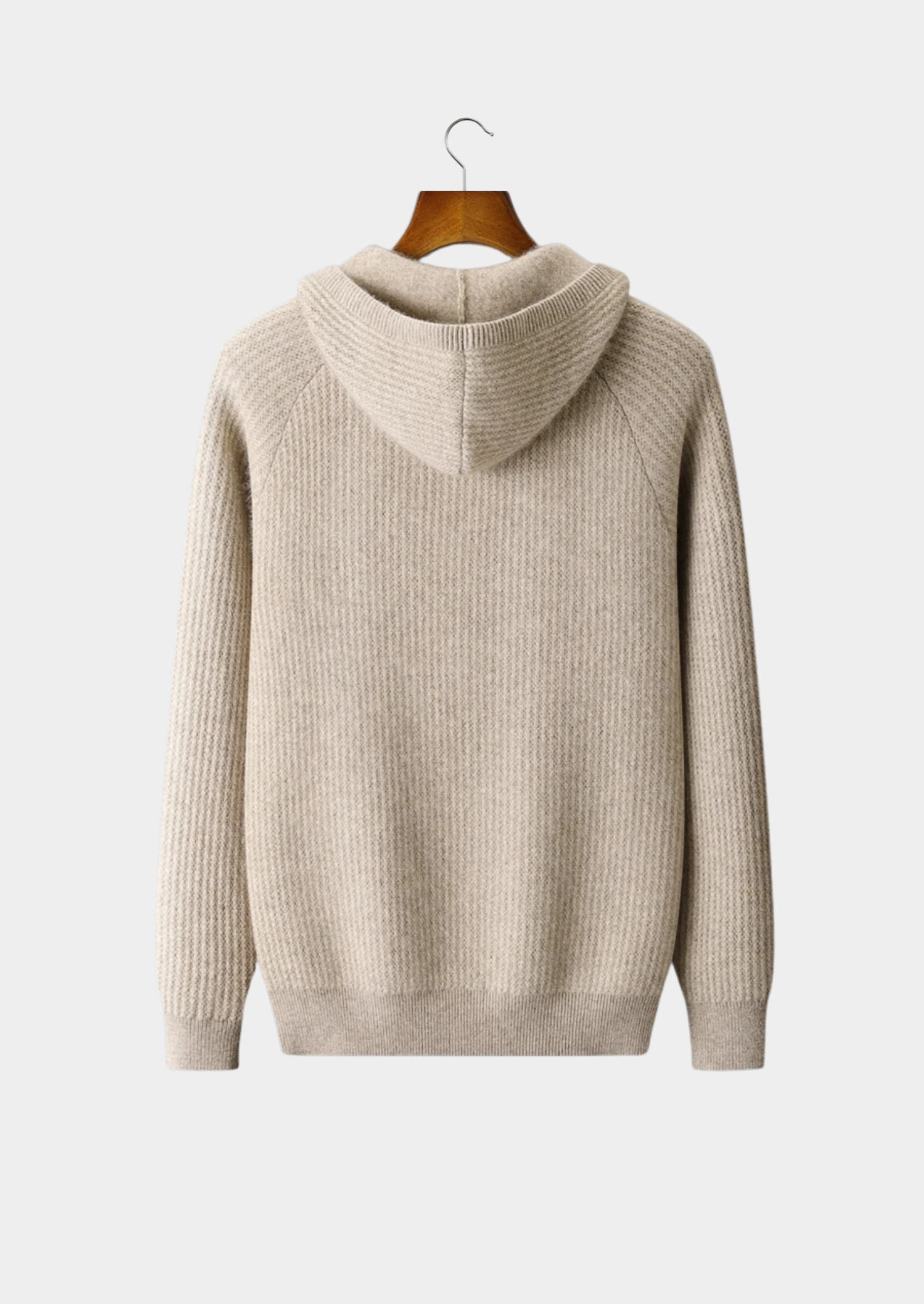 Men’s Waffle Knit Full-Zip Hoodie with Patch Pockets