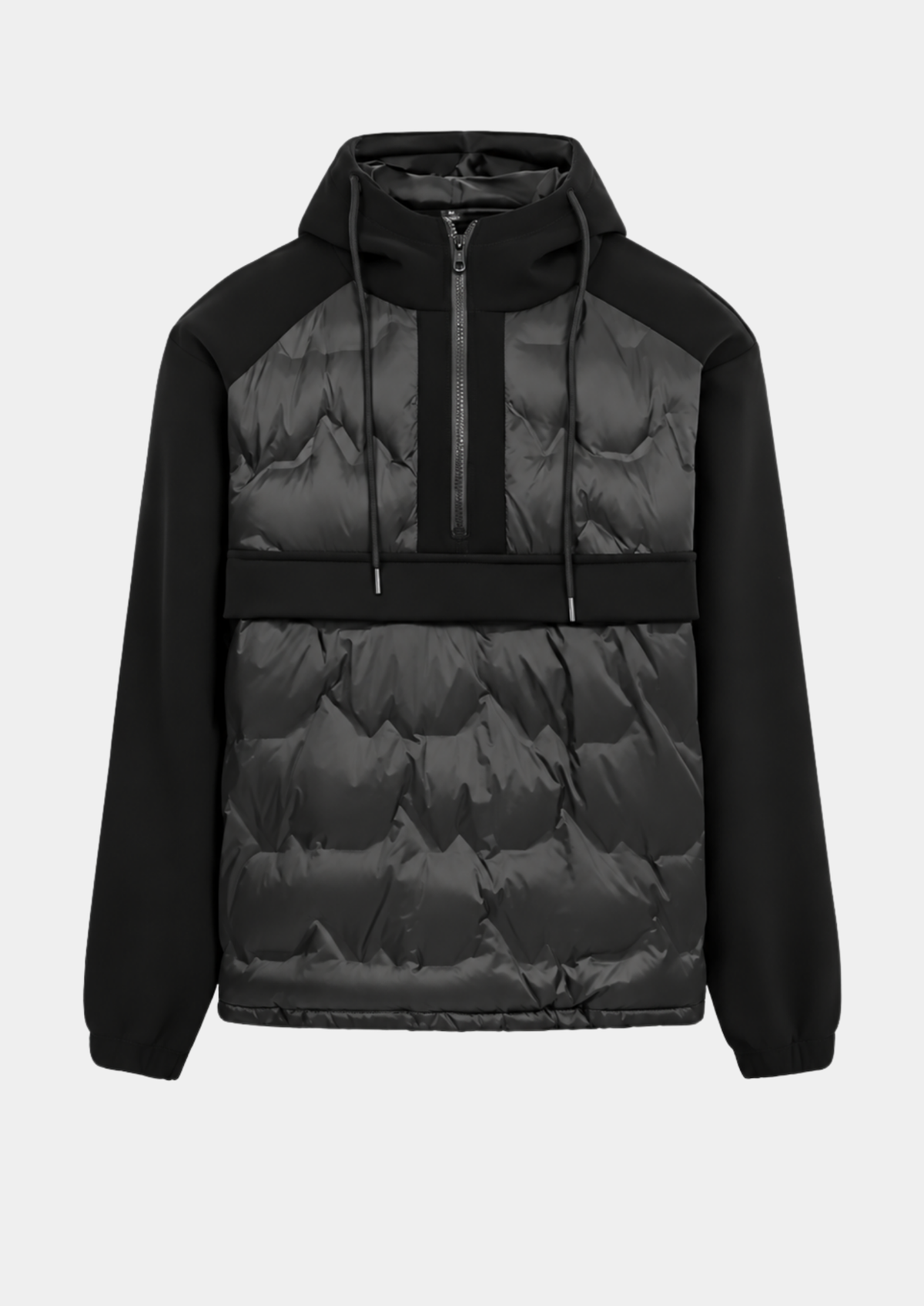 Men's White Duck Down Half-Zip Patchwork Pullover Jacket