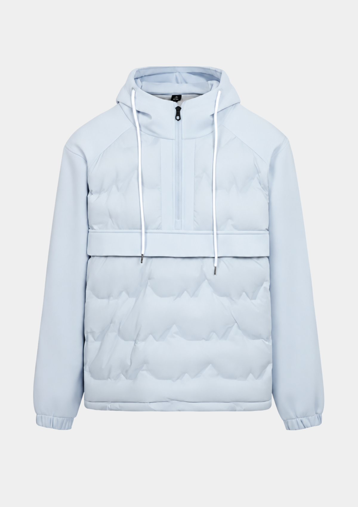 Men's White Duck Down Half-Zip Patchwork Pullover Jacket