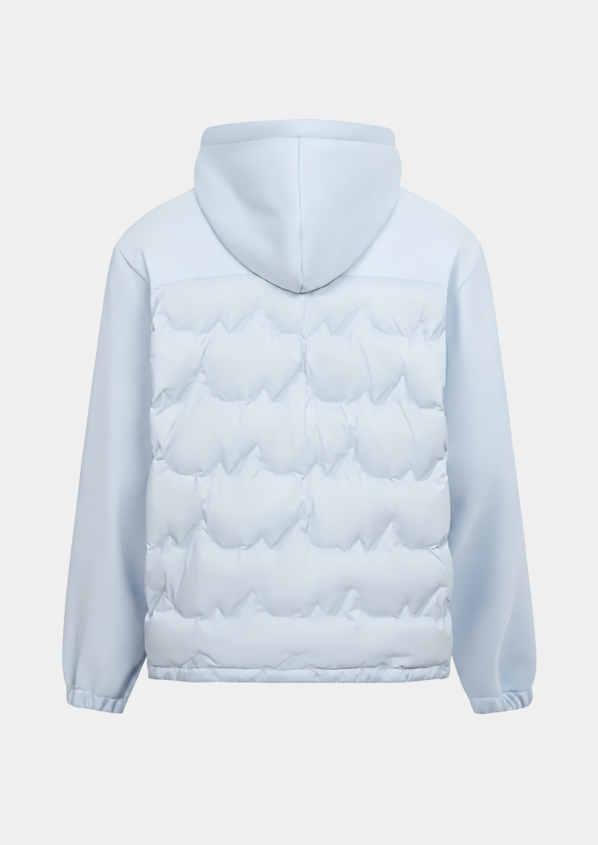 Men's White Duck Down Half-Zip Patchwork Pullover Jacket
