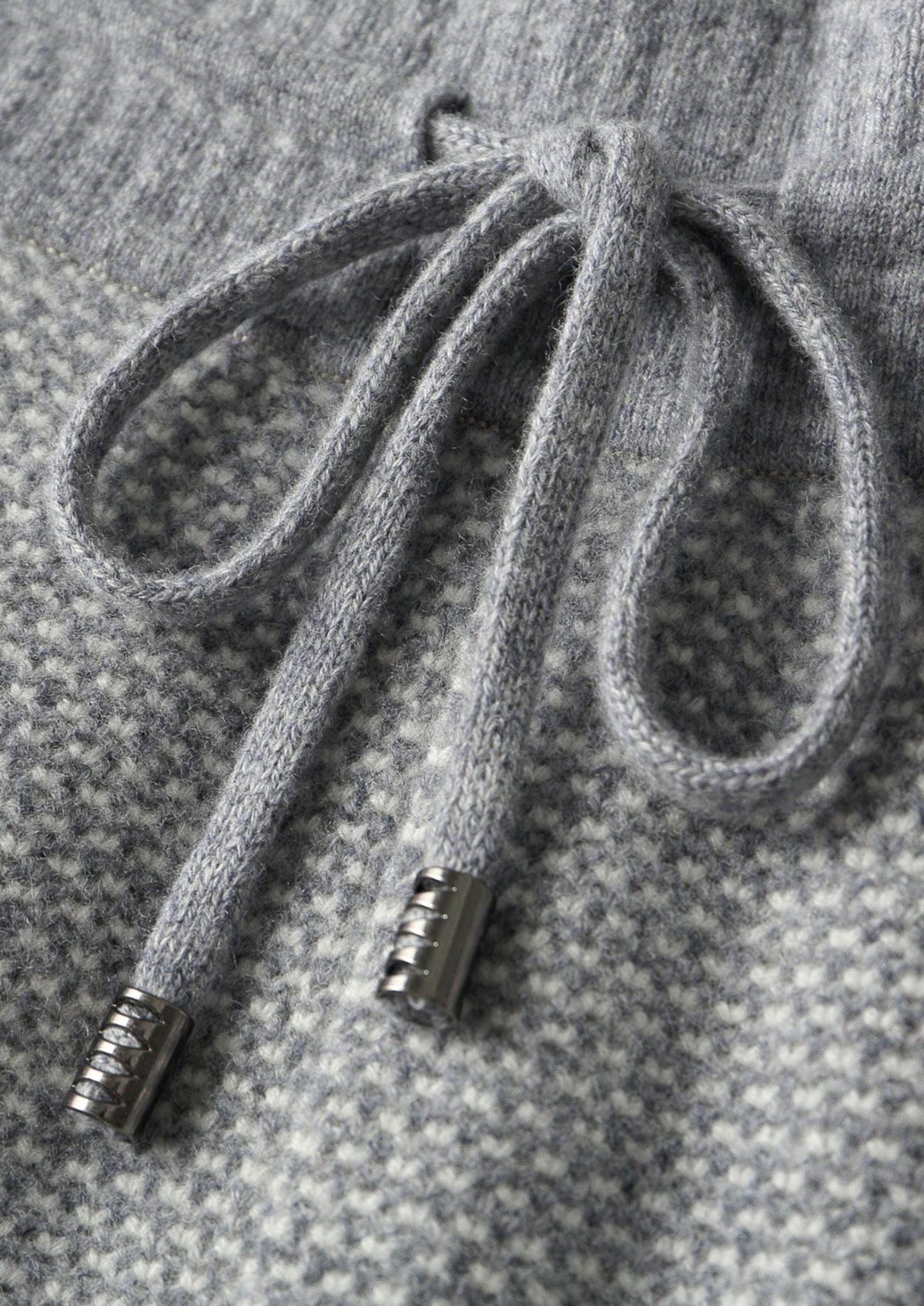 Men’s Wool Knit Hoodie and Pants Set with Jacquard Pattern