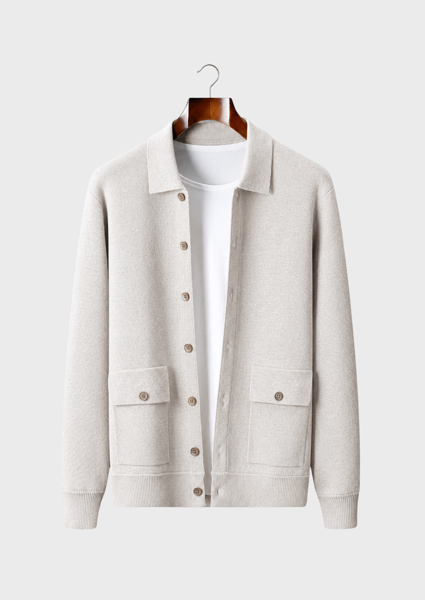 Men’s Button-Front Knit Cardigan with Flap Pockets