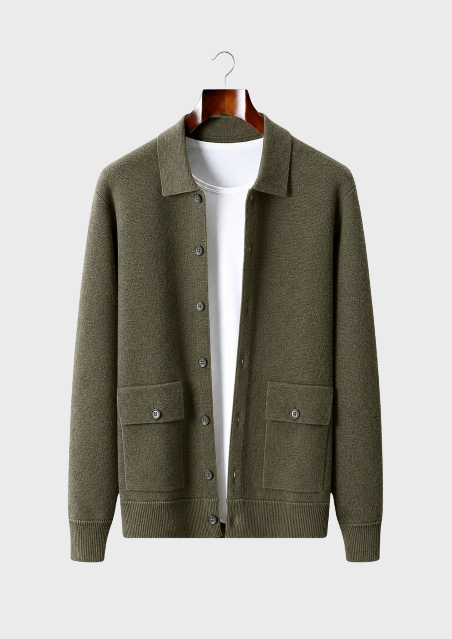 Men’s Button-Front Knit Cardigan with Flap Pockets