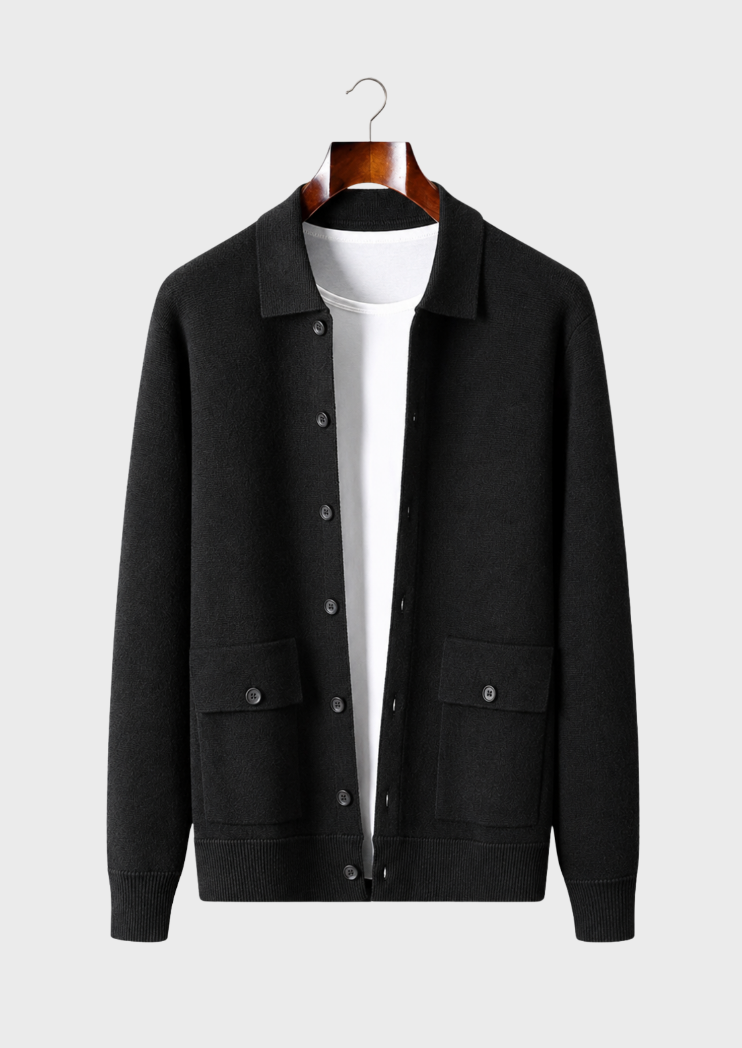 Men’s Button-Front Knit Cardigan with Flap Pockets