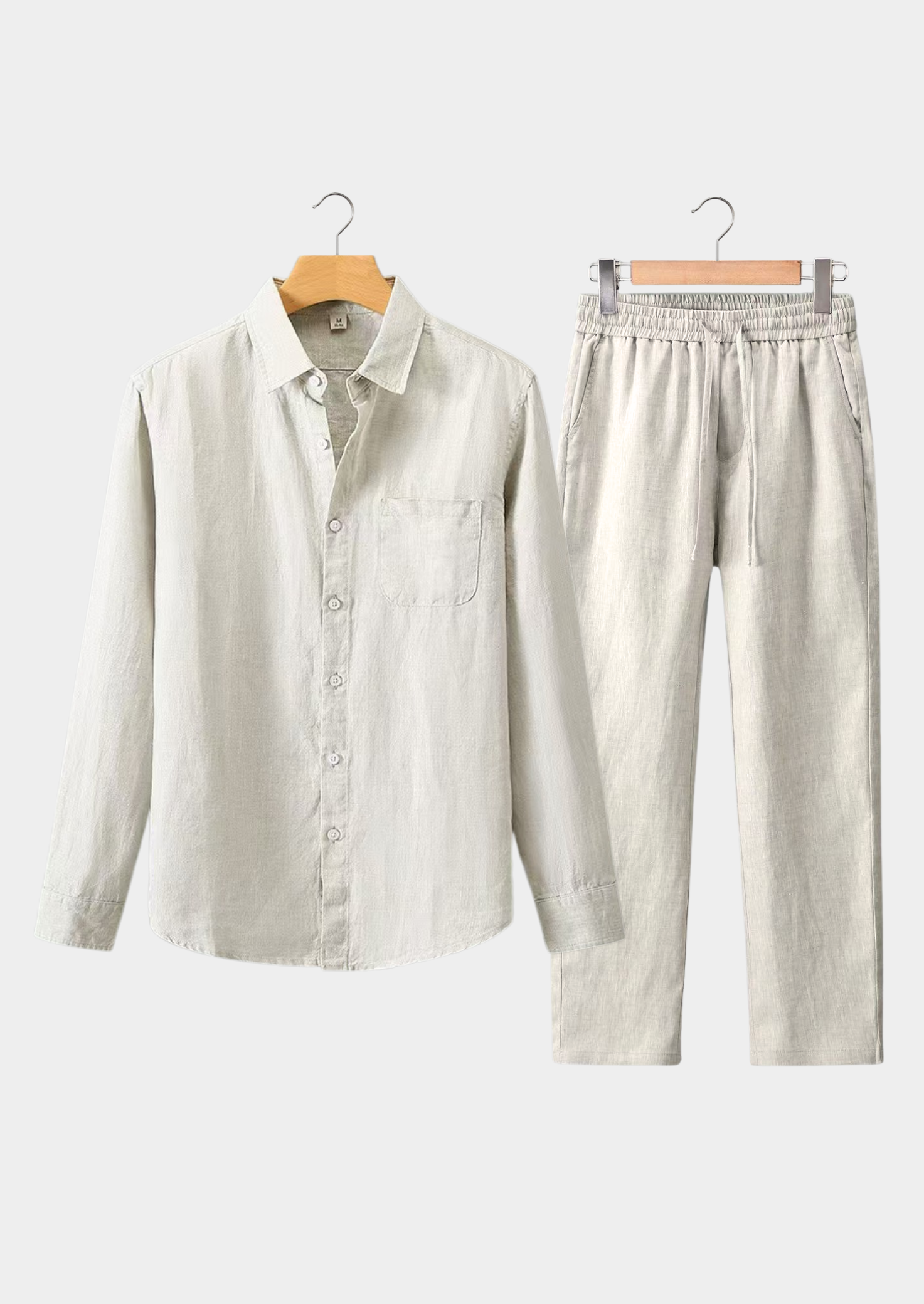 Men’s Button-Front Shirt Set with Drawstring Pants