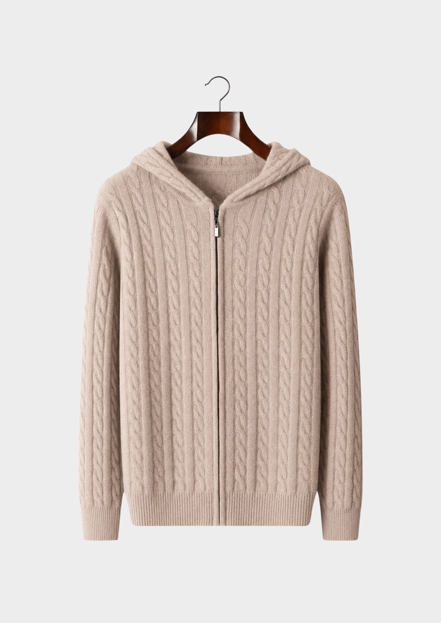 Men’s Cashmere Cable Knit Full-Zip Hoodie