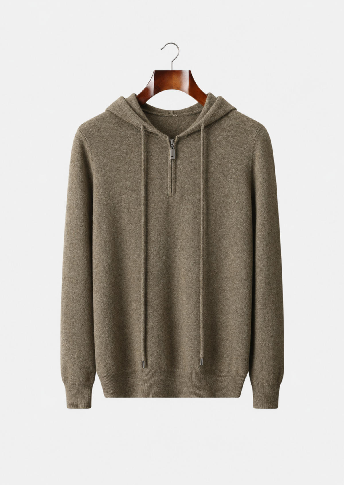 Men's Cashmere Half-Zip Hooded Pullover Sweater