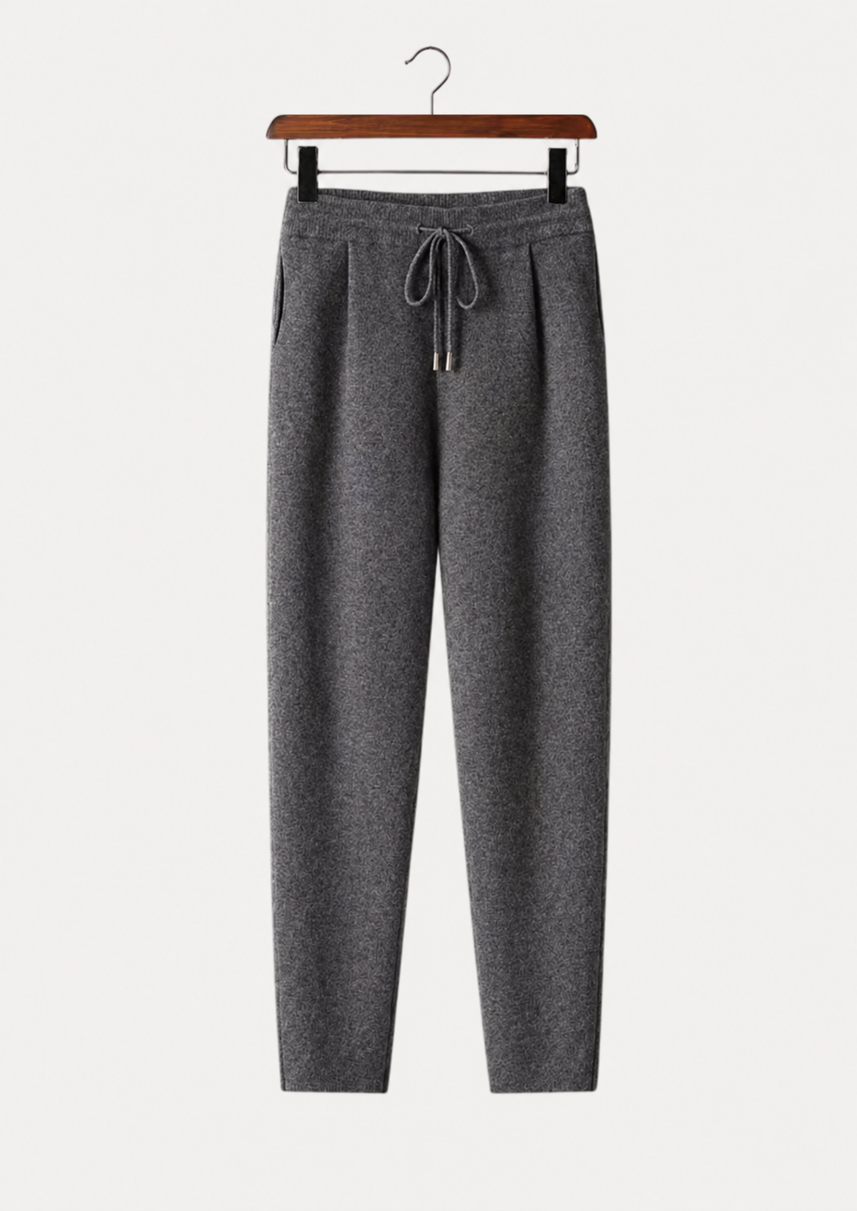 Men’s Cashmere Pleated Pants with Drawstring Waist