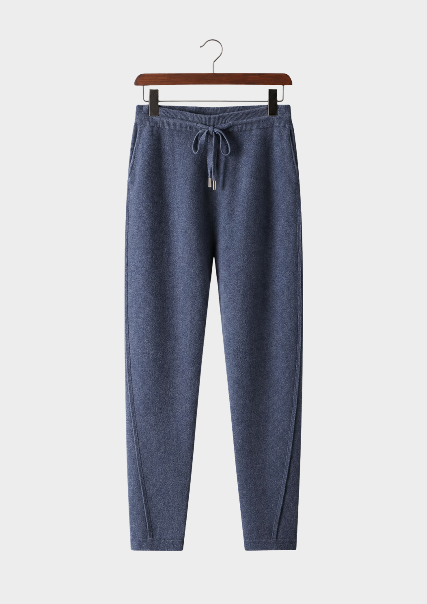 Men’s Cashmere Slim-Fit Pants with Drawstring Waist