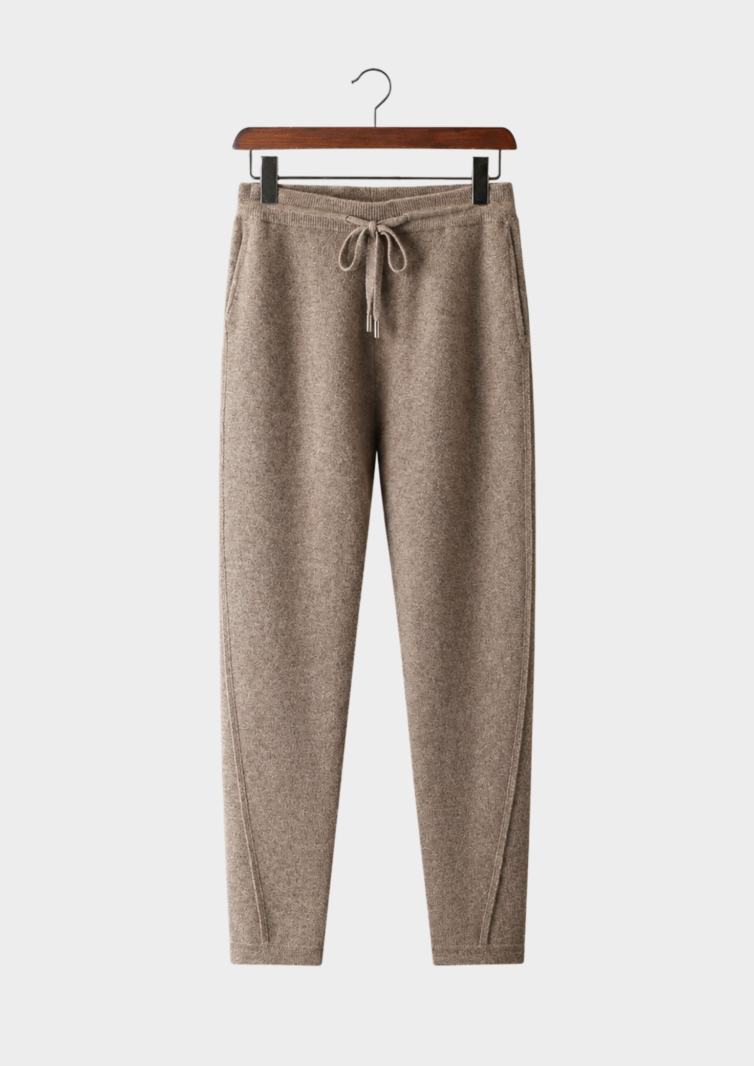 Men’s Cashmere Slim-Fit Pants with Drawstring Waist