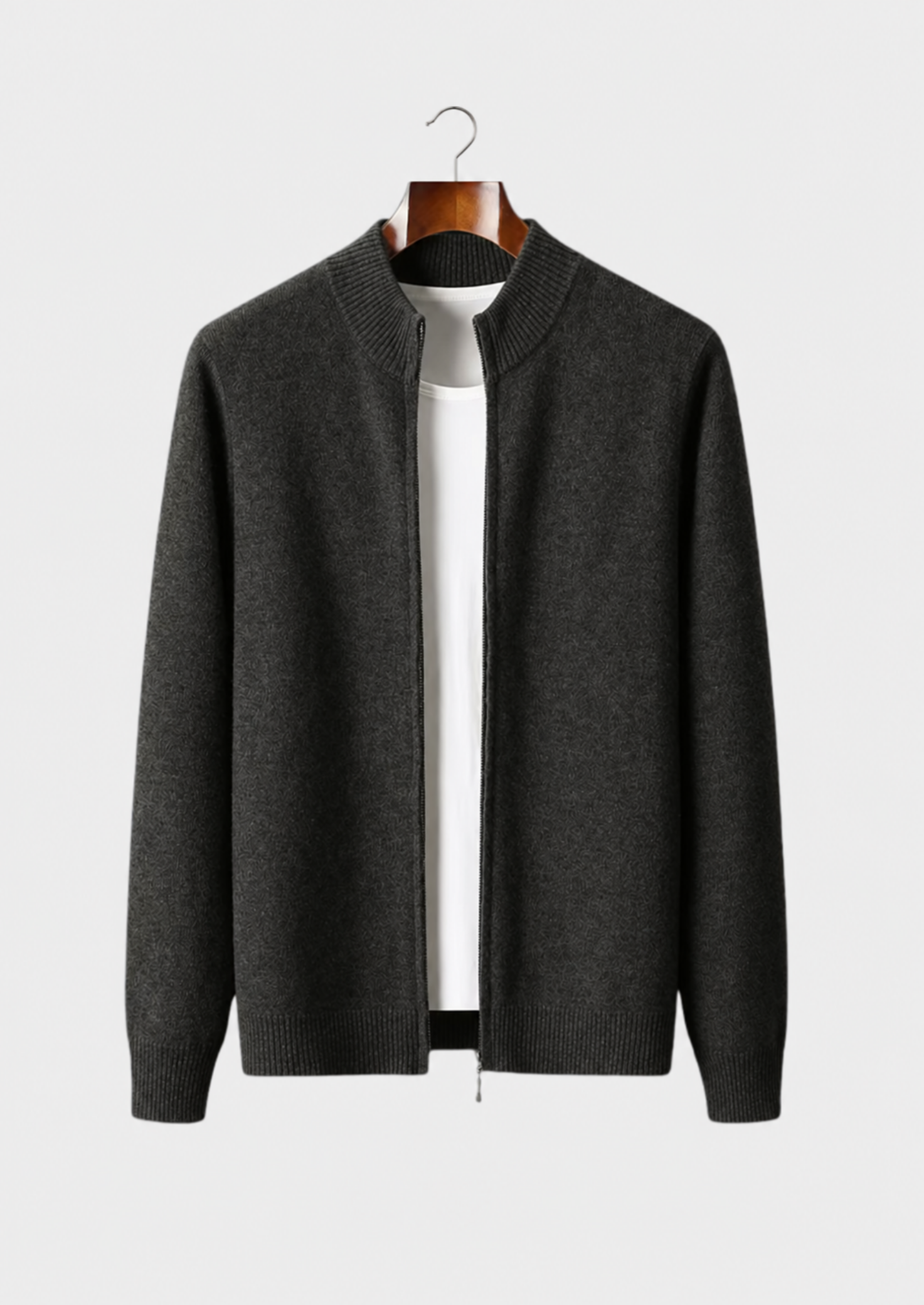 Men’s Full-Zip Cardigan with Stand Collar