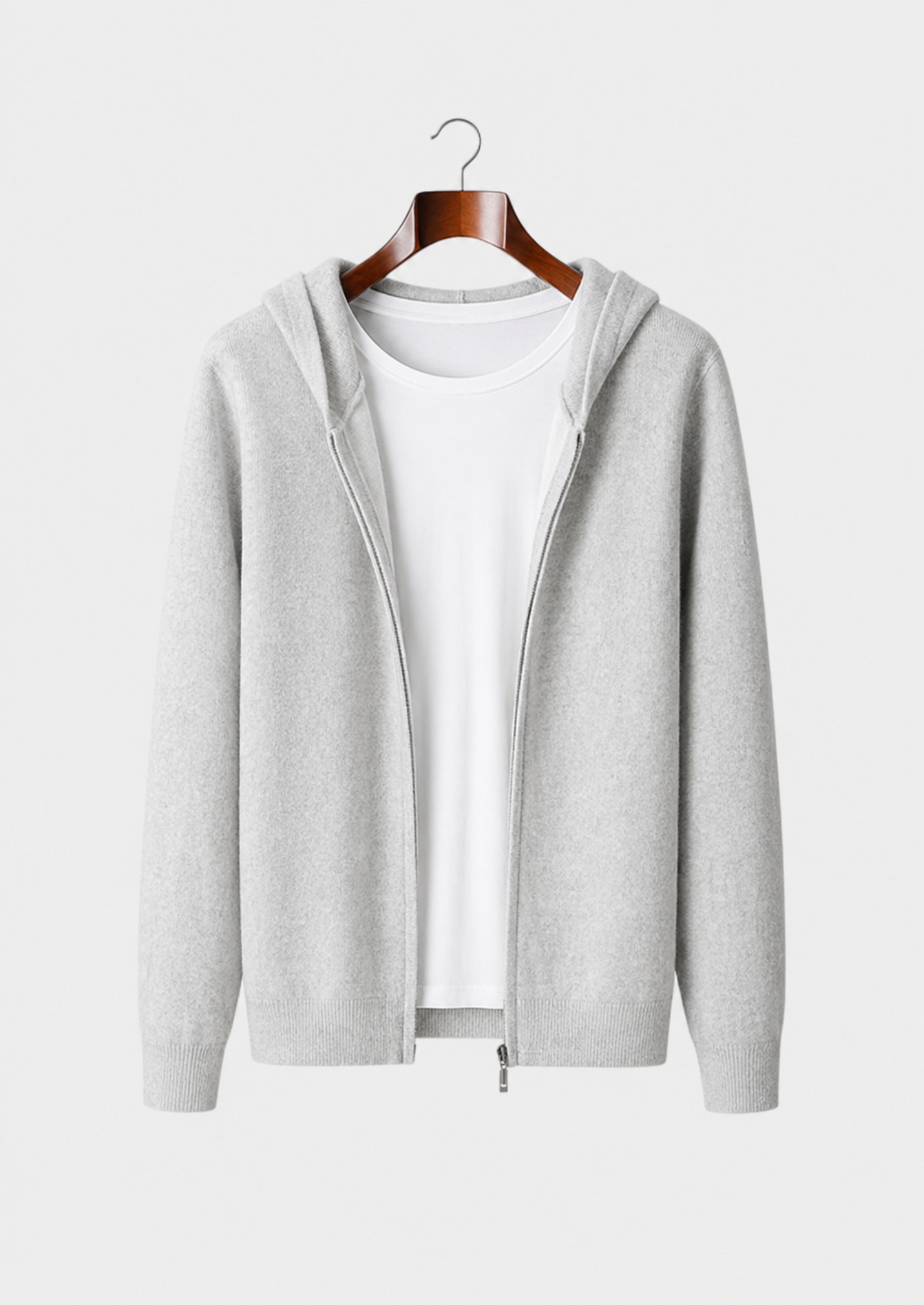Men’s Full-Zip Knit Hoodie with Plain Finish