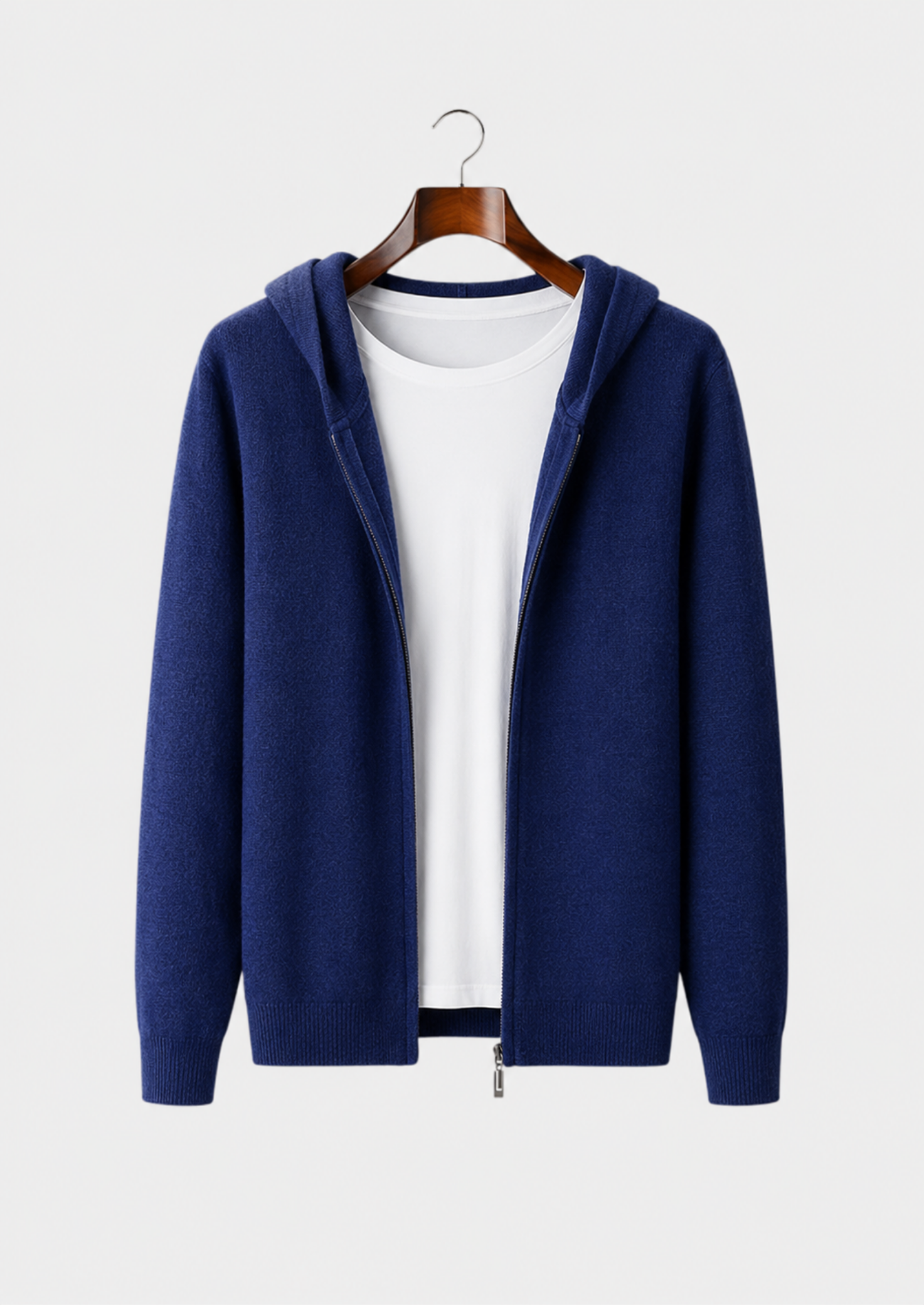 Men’s Full-Zip Knit Hoodie with Plain Finish