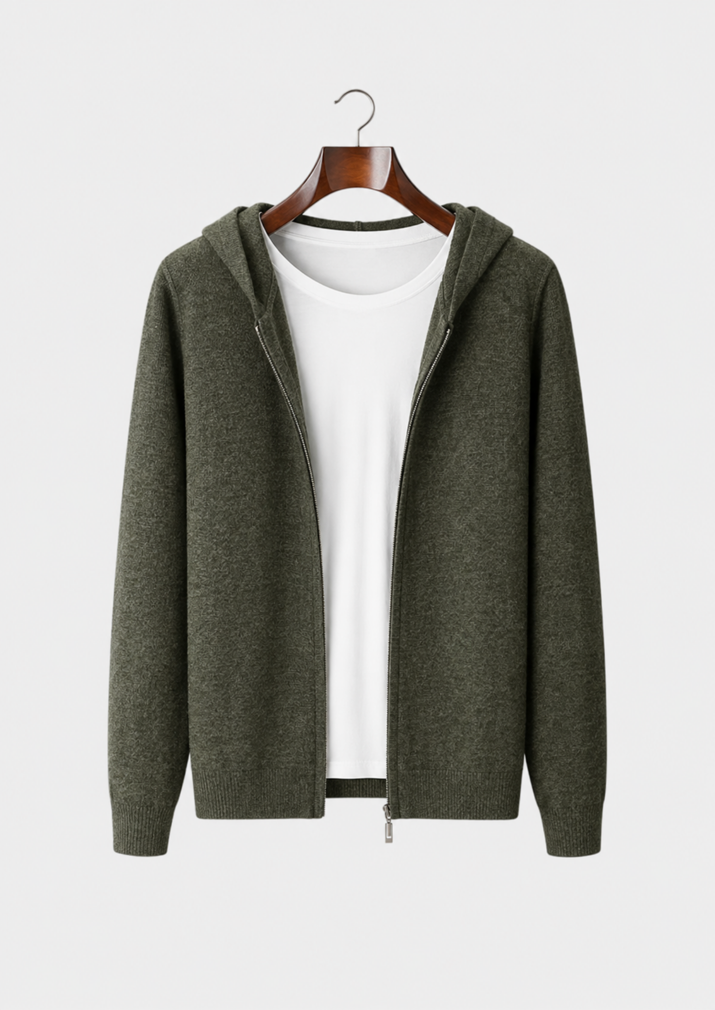 Men’s Full-Zip Knit Hoodie with Plain Finish