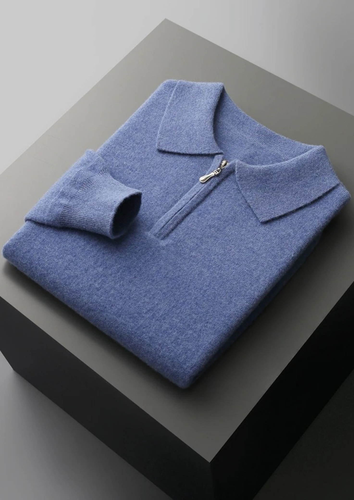 Men’s Half-Zip Polo Sweater with Turn-Down Collar