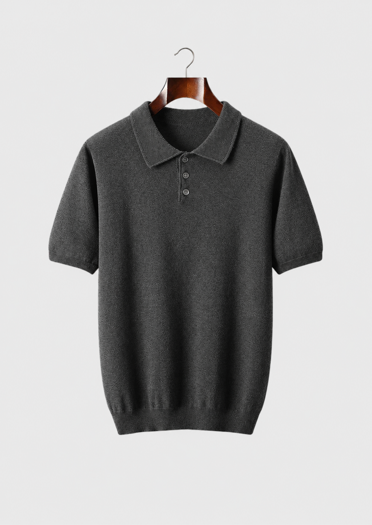 Men’s Knit Polo Shirt with Three-Button Placket