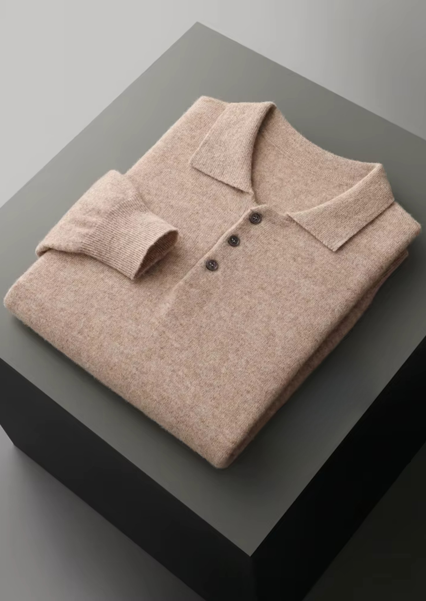 Men’s Long-Sleeve Polo Sweater with Button Placket