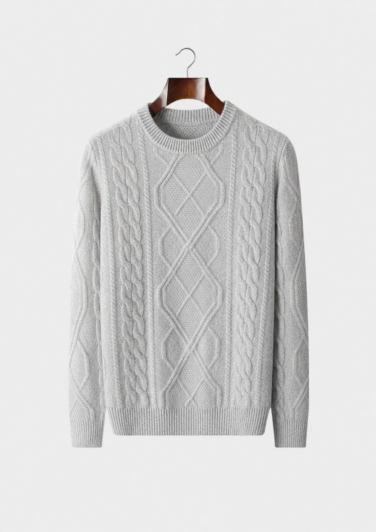 Men’s Merino Wool Cable Knit Crewneck Sweater