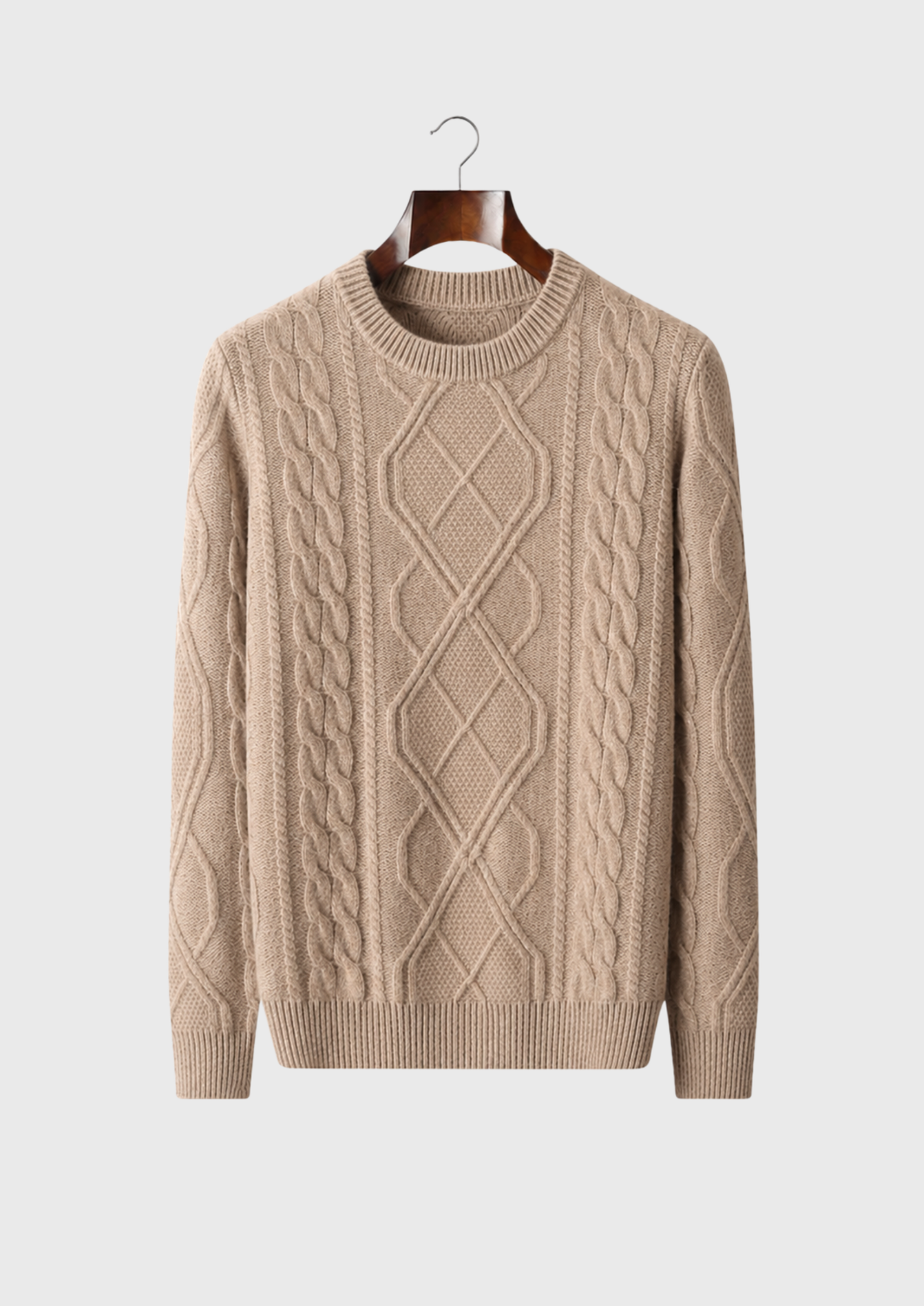 Men’s Merino Wool Cable Knit Crewneck Sweater