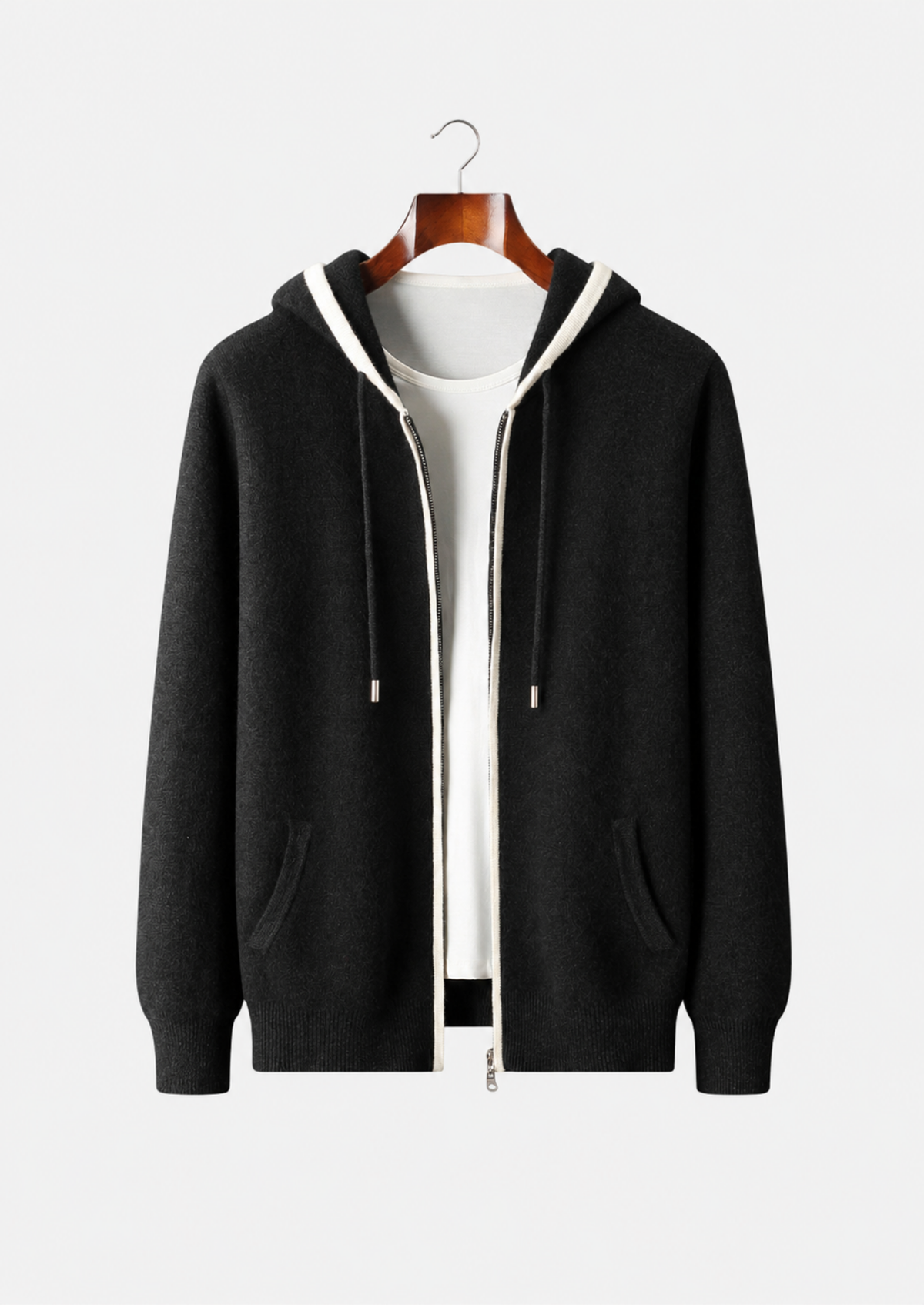 Men's Merino Wool Color-Block Zip-Up Hoodie