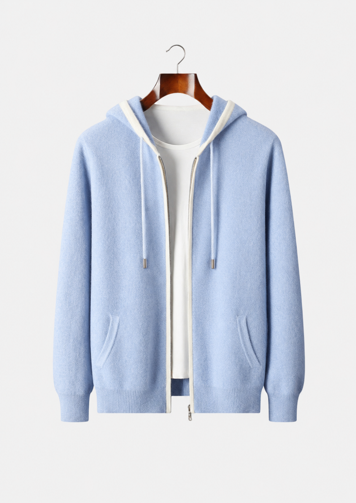 Men's Merino Wool Color-Block Zip-Up Hoodie