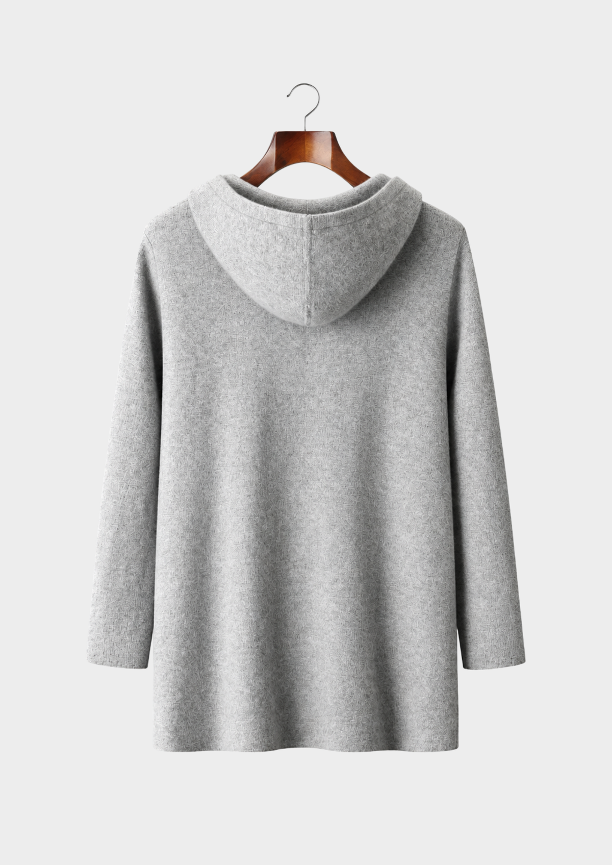 Men's Merino Wool Hooded Mid-Length Knit Cardigan Coat