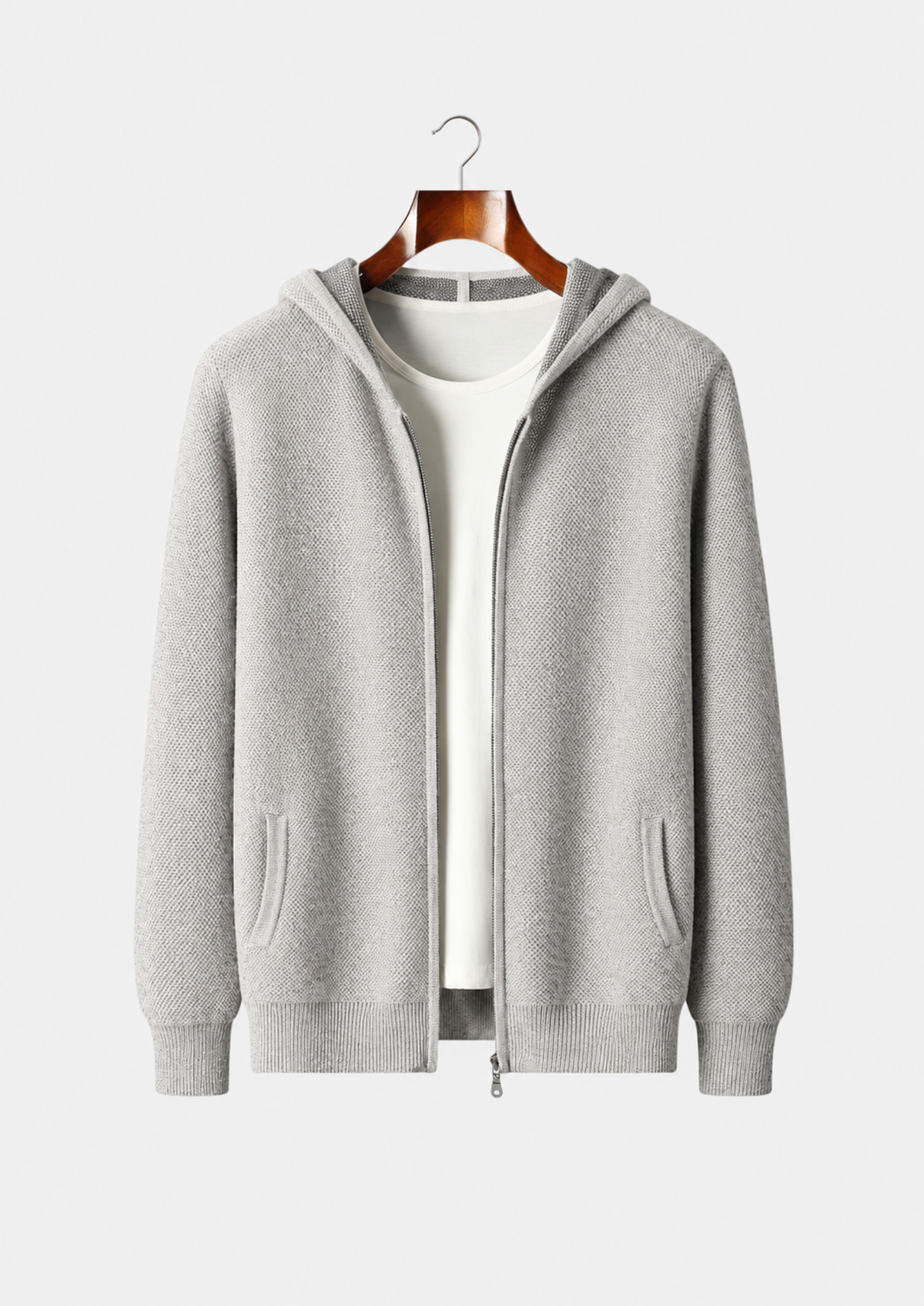 Men's Merino Wool Jacquard Full-Zip Hoodie