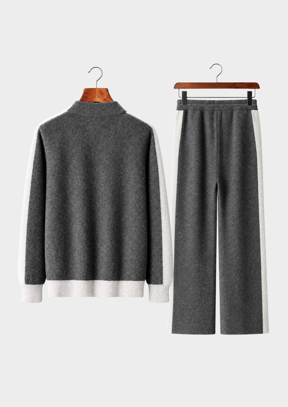 Men's Merino Wool Knitted Zip Cardigan Tracksuit Set