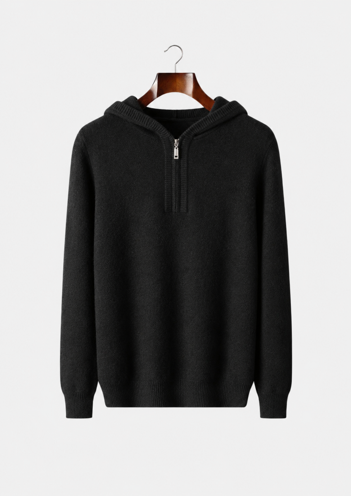 Men's Merino Wool Quarter-Zip Pullover Hoodie