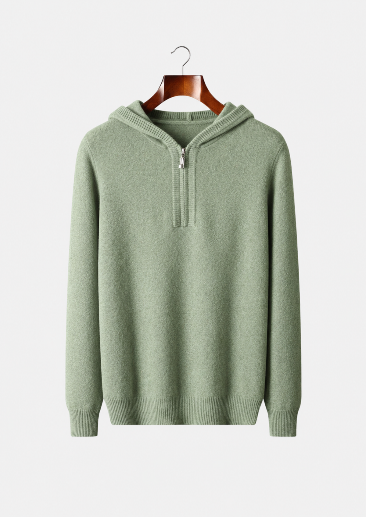 Men's Merino Wool Quarter-Zip Pullover Hoodie