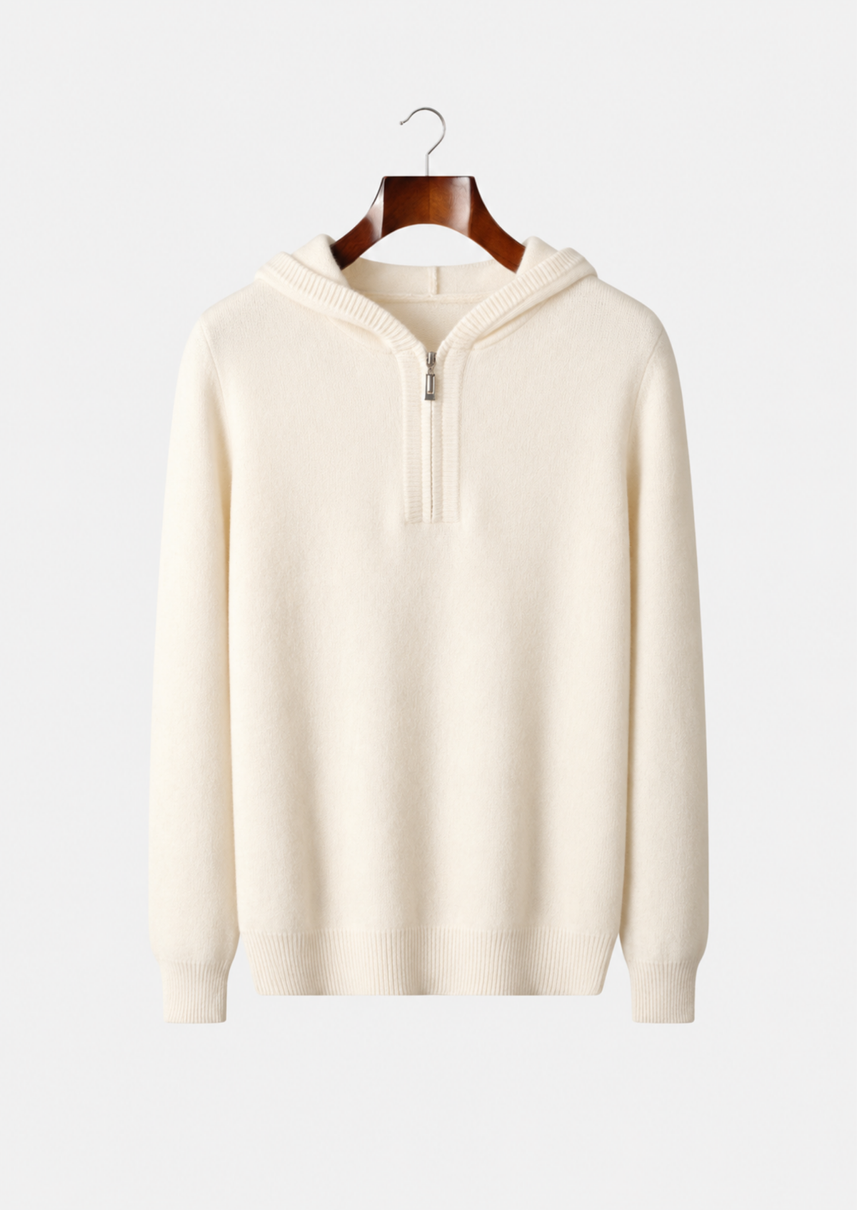 Men's Merino Wool Quarter-Zip Pullover Hoodie