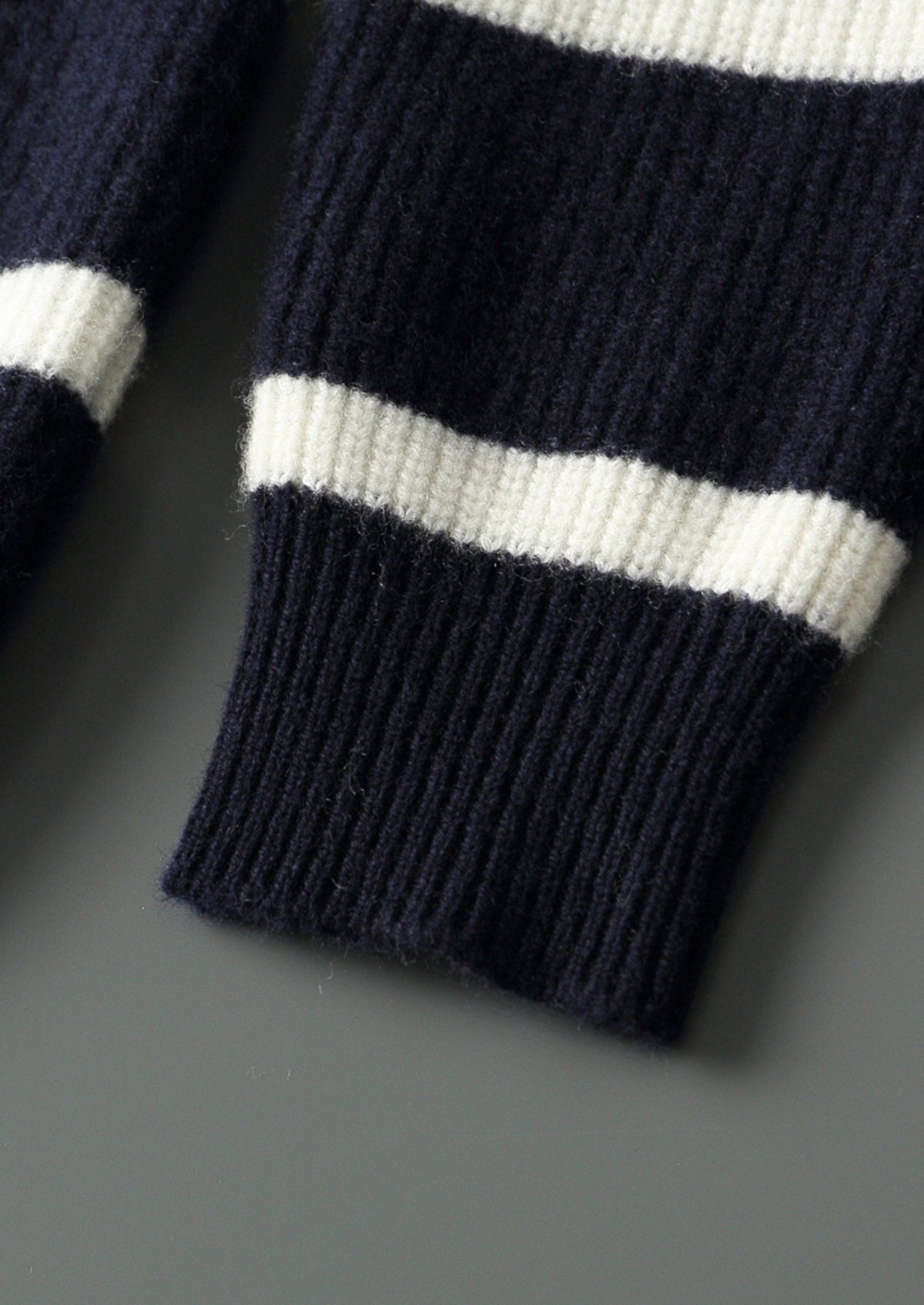 Men's Merino Wool Striped Half-Zip Knit Sweater