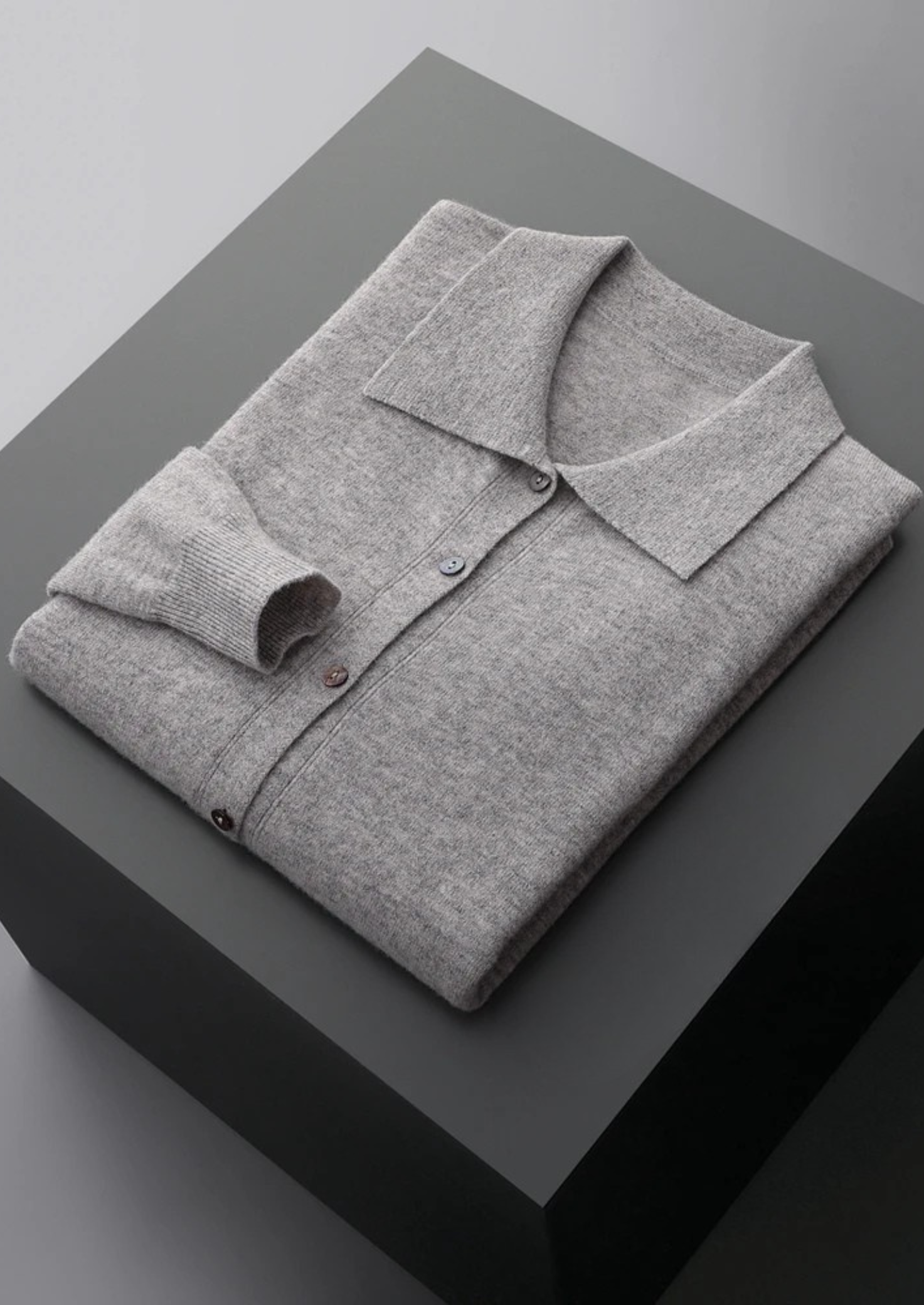 Men’s Merino Wool Polo Collar Button-Front Cardigan