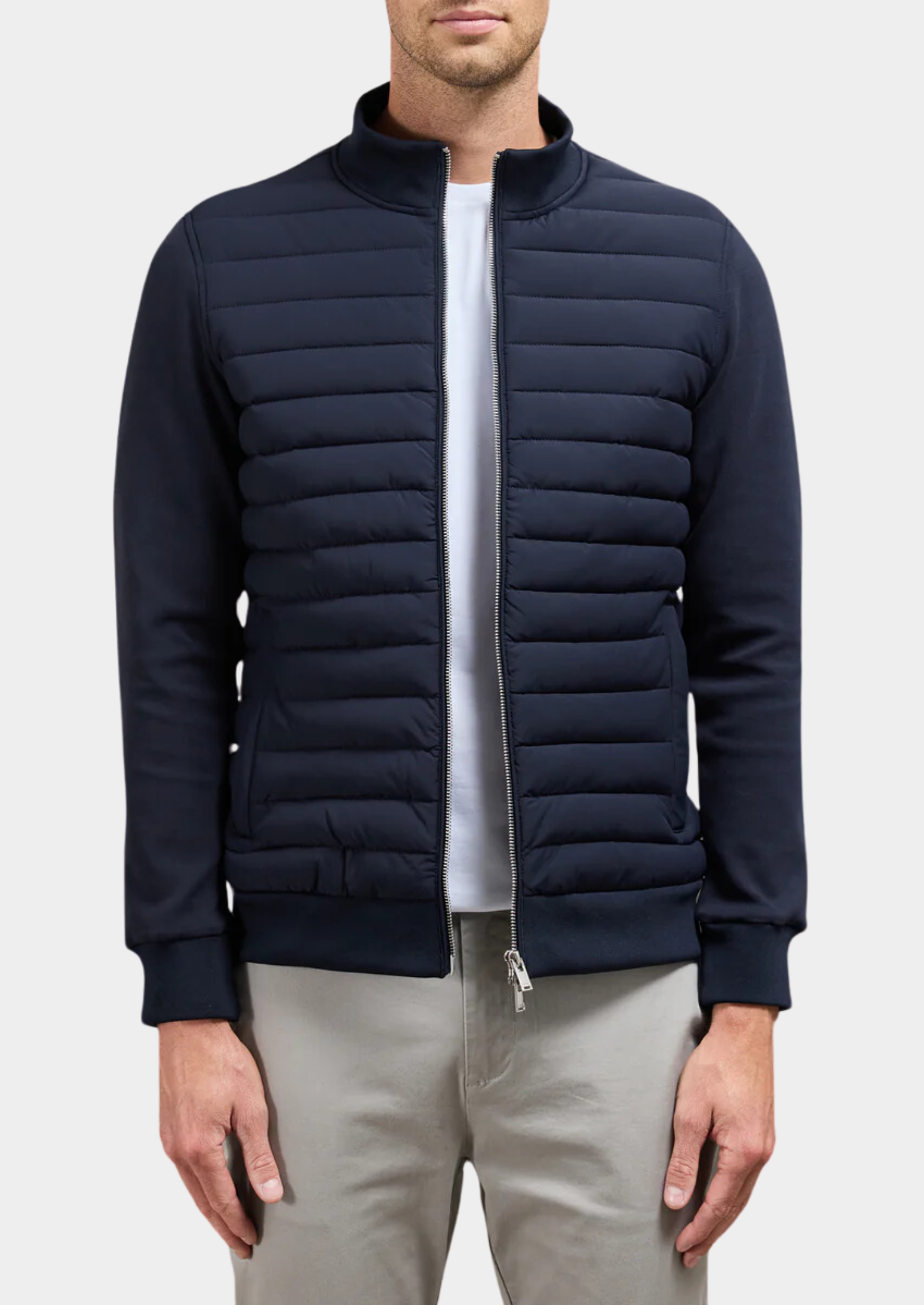 Men’s Quilted Zip Front Jacket with Side Pockets
